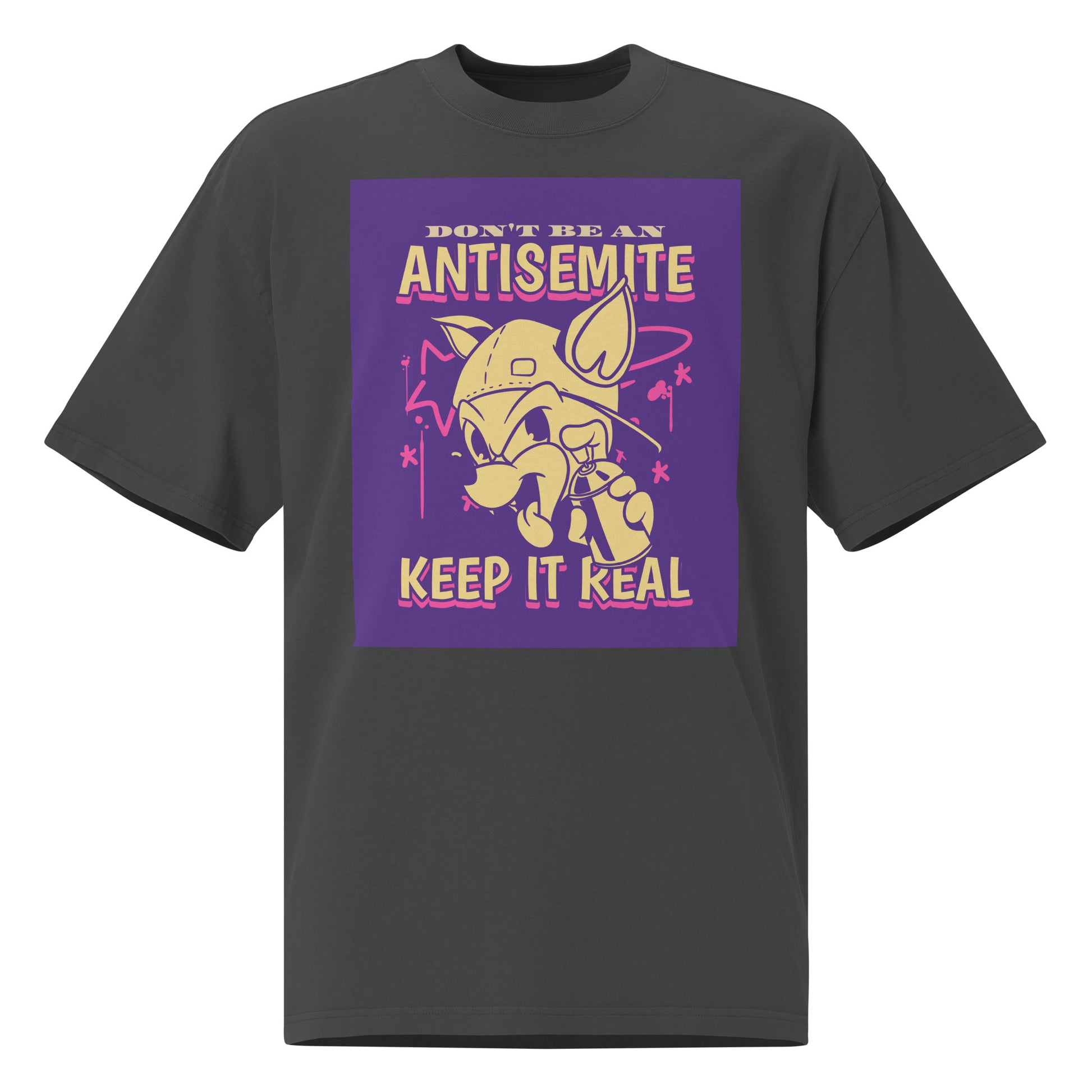 Streetart Graffiti Cartoon | Antisemitism | Unisex Oversized Faded T-Shirt
