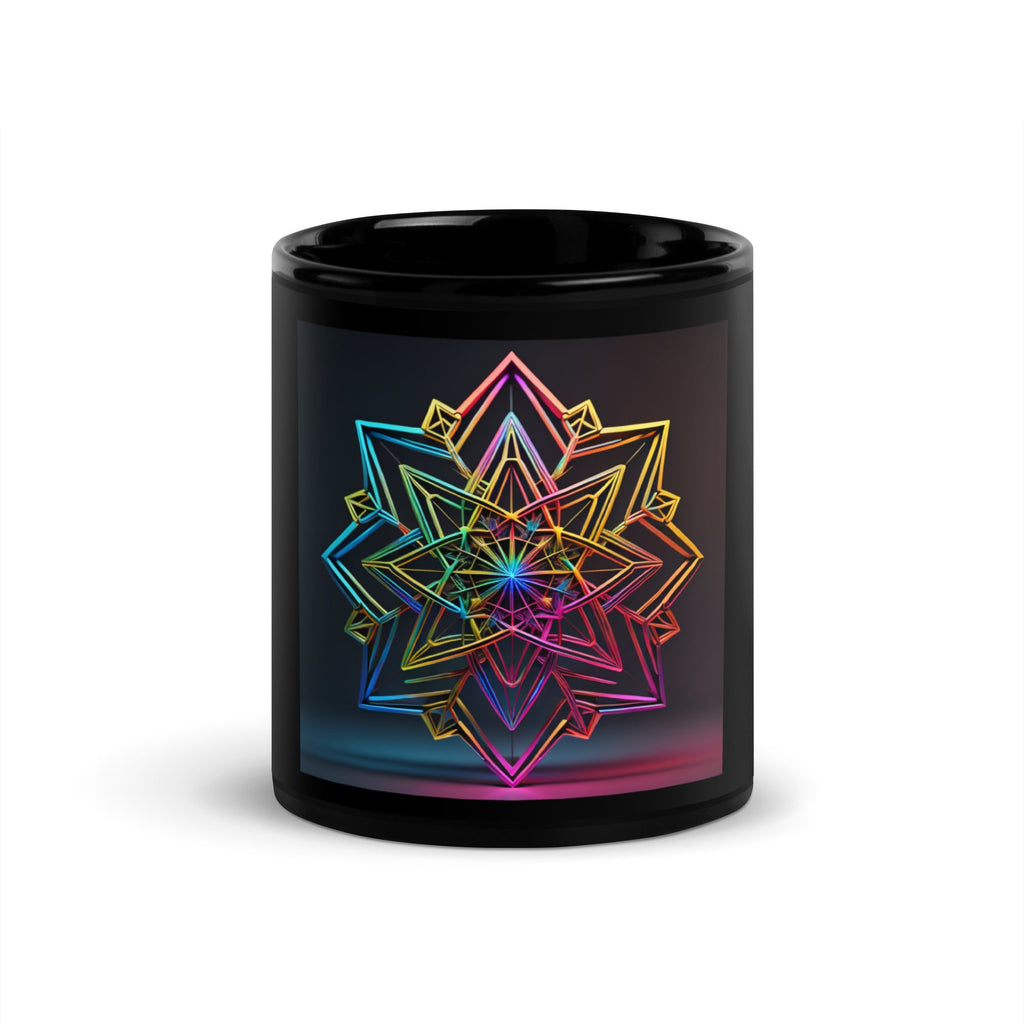 Futuristic Shine | Star of David | Black Glossy Mug