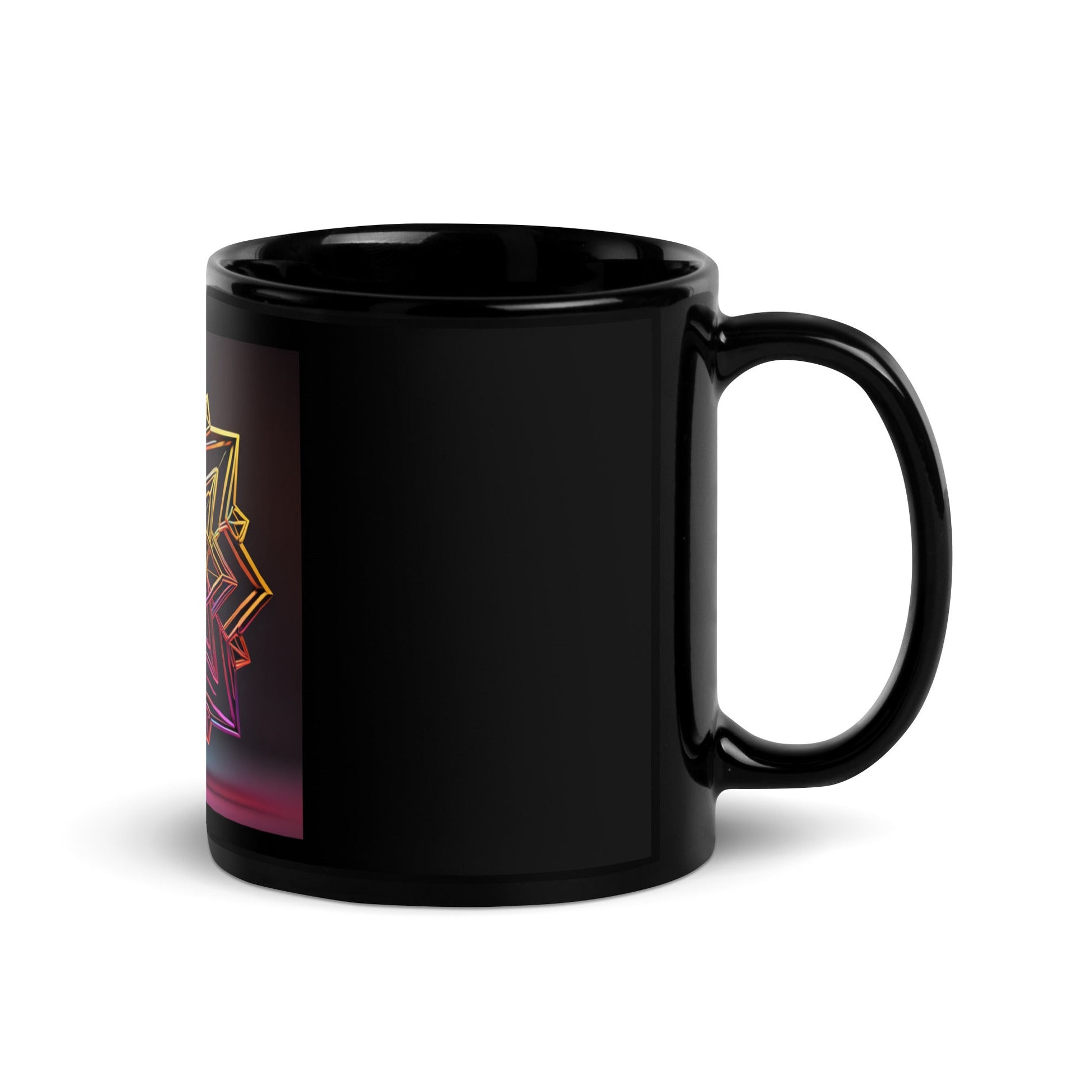 Futuristic Shine | Star of David | Black Glossy Mug