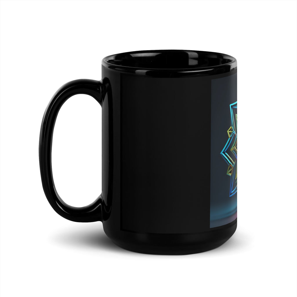 Futuristic Shine | Star of David | Black Glossy Mug