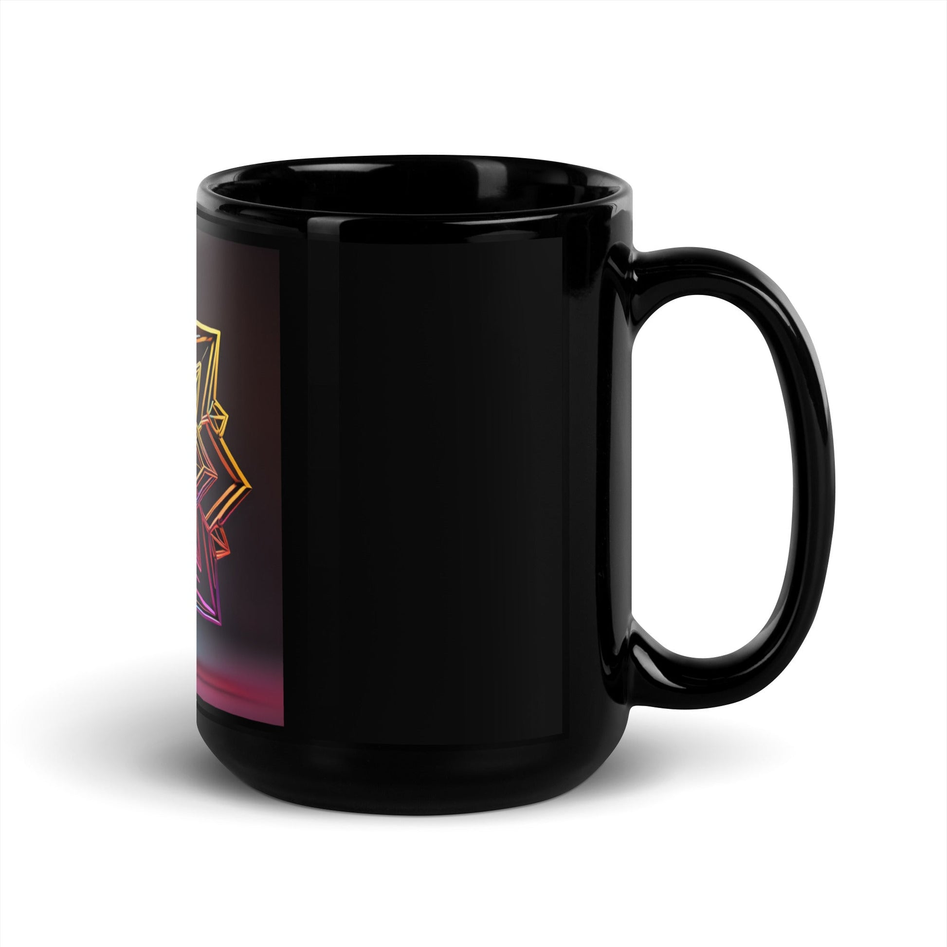 Futuristic Shine | Star of David | Black Glossy Mug