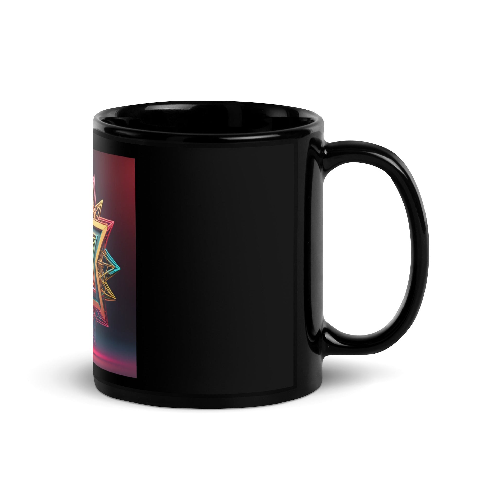 Futuristic Shine | Star of David | Black Glossy Mug