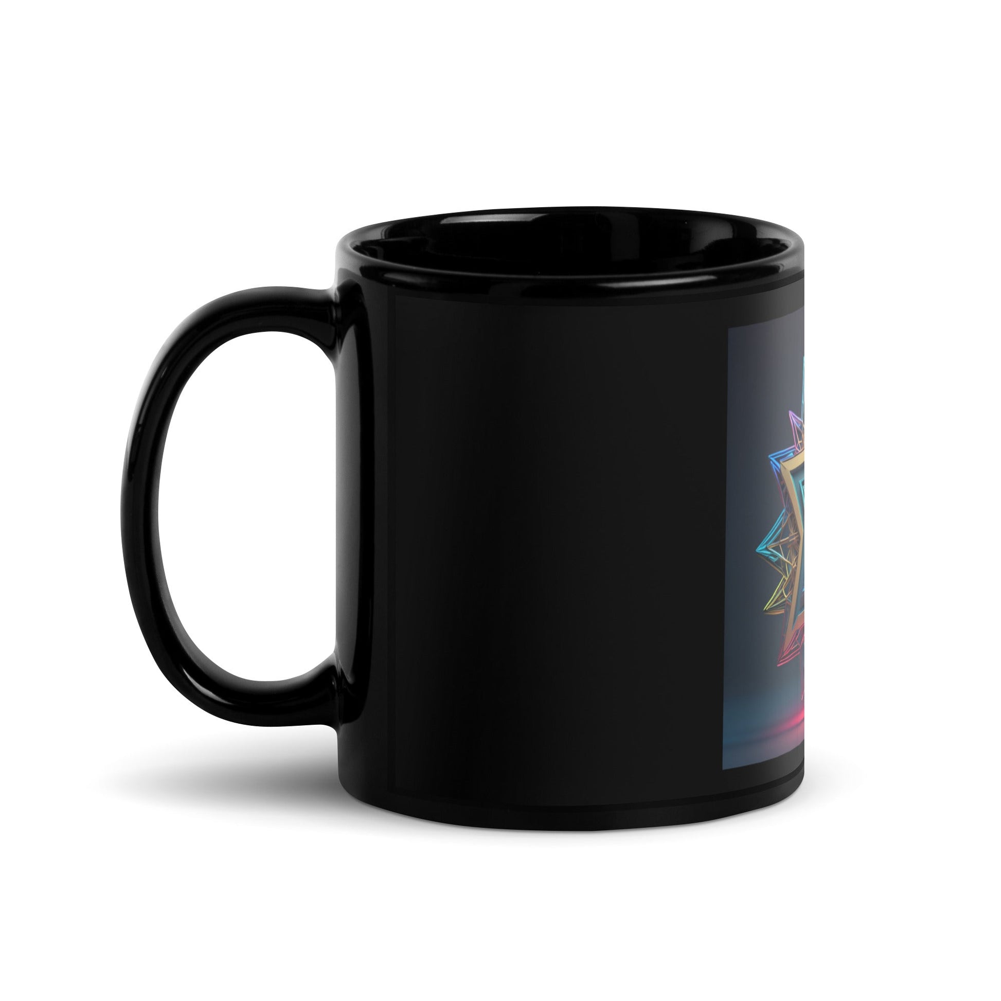 Futuristic Shine | Star of David | Black Glossy Mug