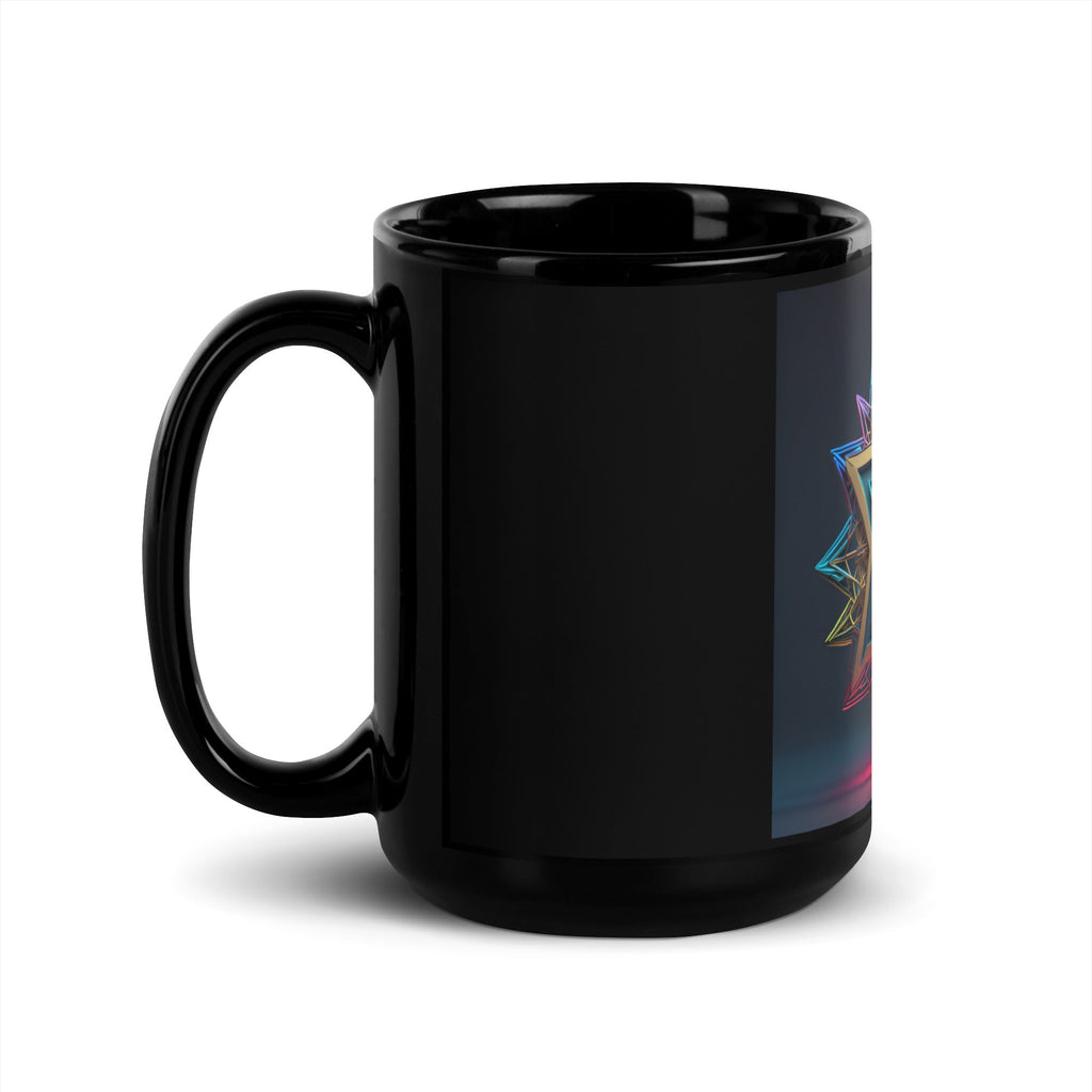 Futuristic Shine | Star of David | Black Glossy Mug