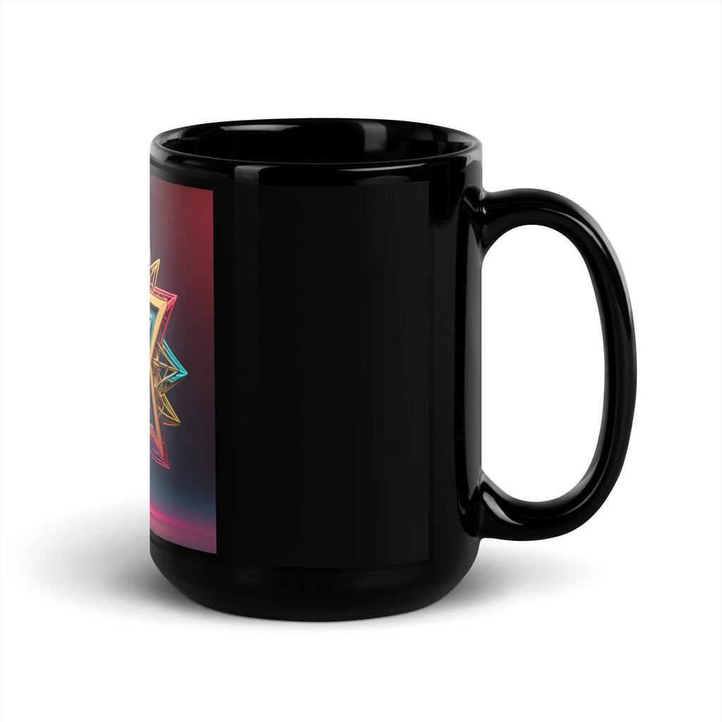 Futuristic Shine | Star of David | Black Glossy Mug