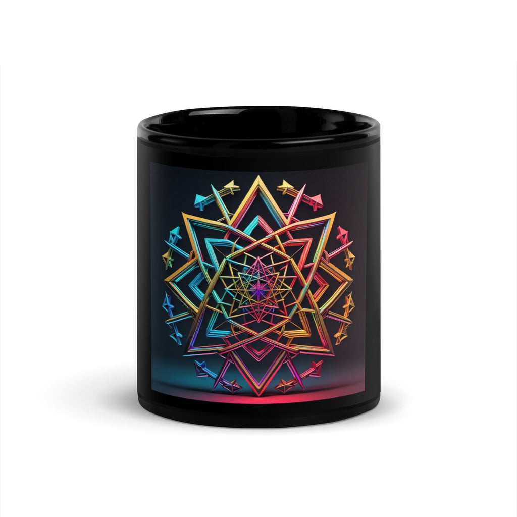 Futuristic Shine | Star of David | Black Glossy Mug