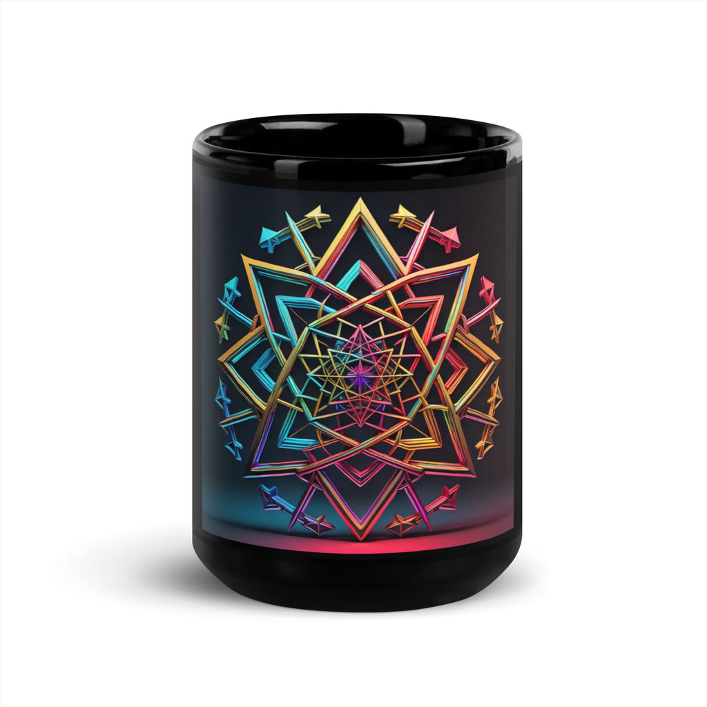 Futuristic Shine | Star of David | Black Glossy Mug