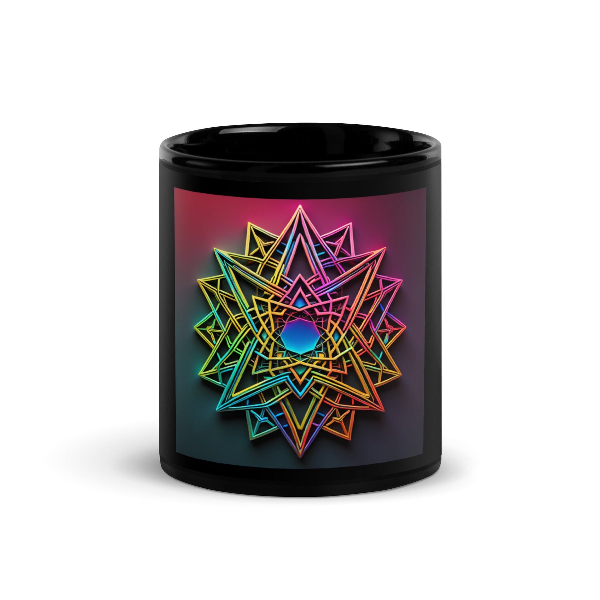 Futuristic Shine | Star of David | Black Glossy Mug