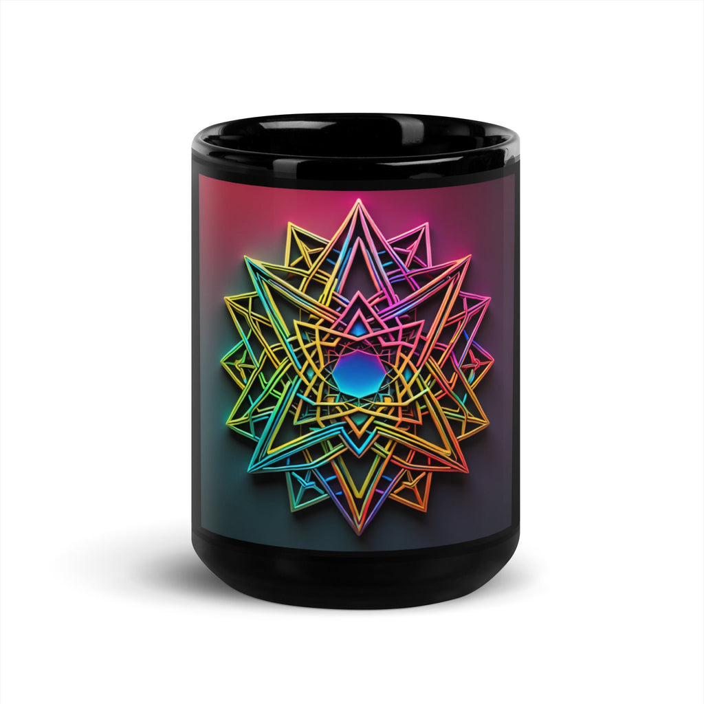Futuristic Shine | Star of David | Black Glossy Mug