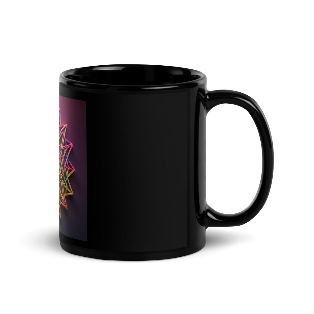 Futuristic Shine | Star of David | Black Glossy Mug