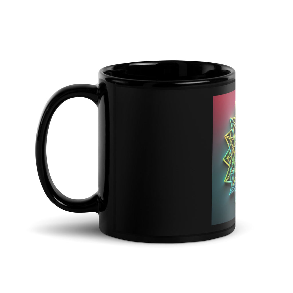 Futuristic Shine | Star of David | Black Glossy Mug