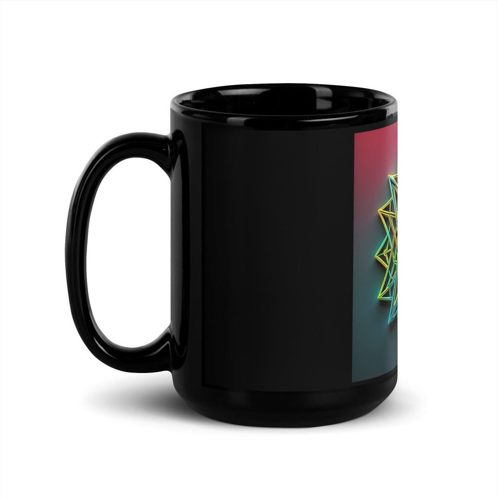 Futuristic Shine | Star of David | Black Glossy Mug