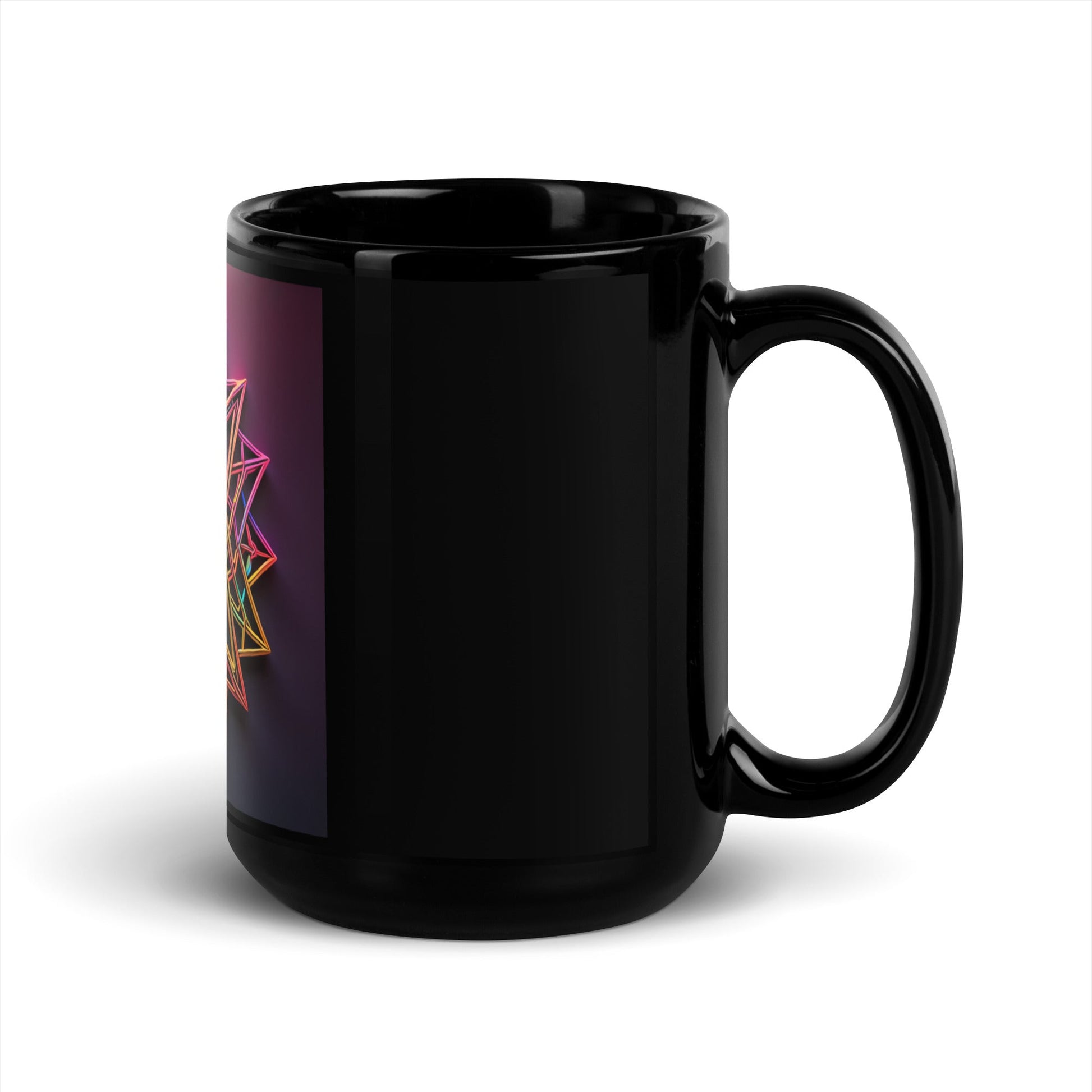 Futuristic Shine | Star of David | Black Glossy Mug