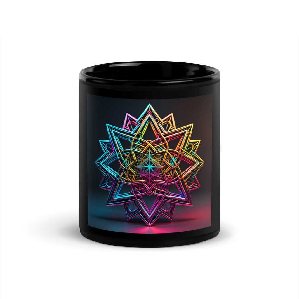 Futuristic Shine | Star of David | Black Glossy Mug