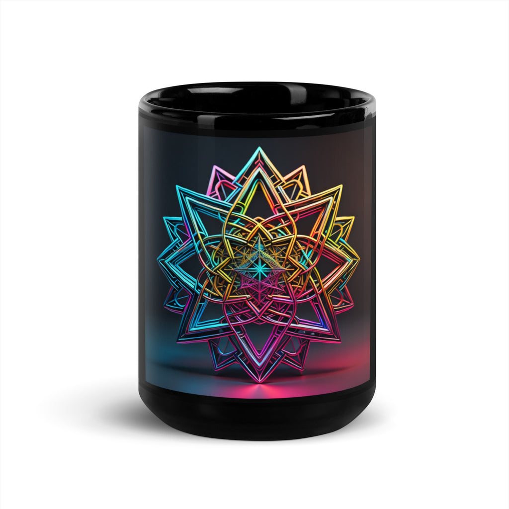 Futuristic Shine | Star of David | Black Glossy Mug