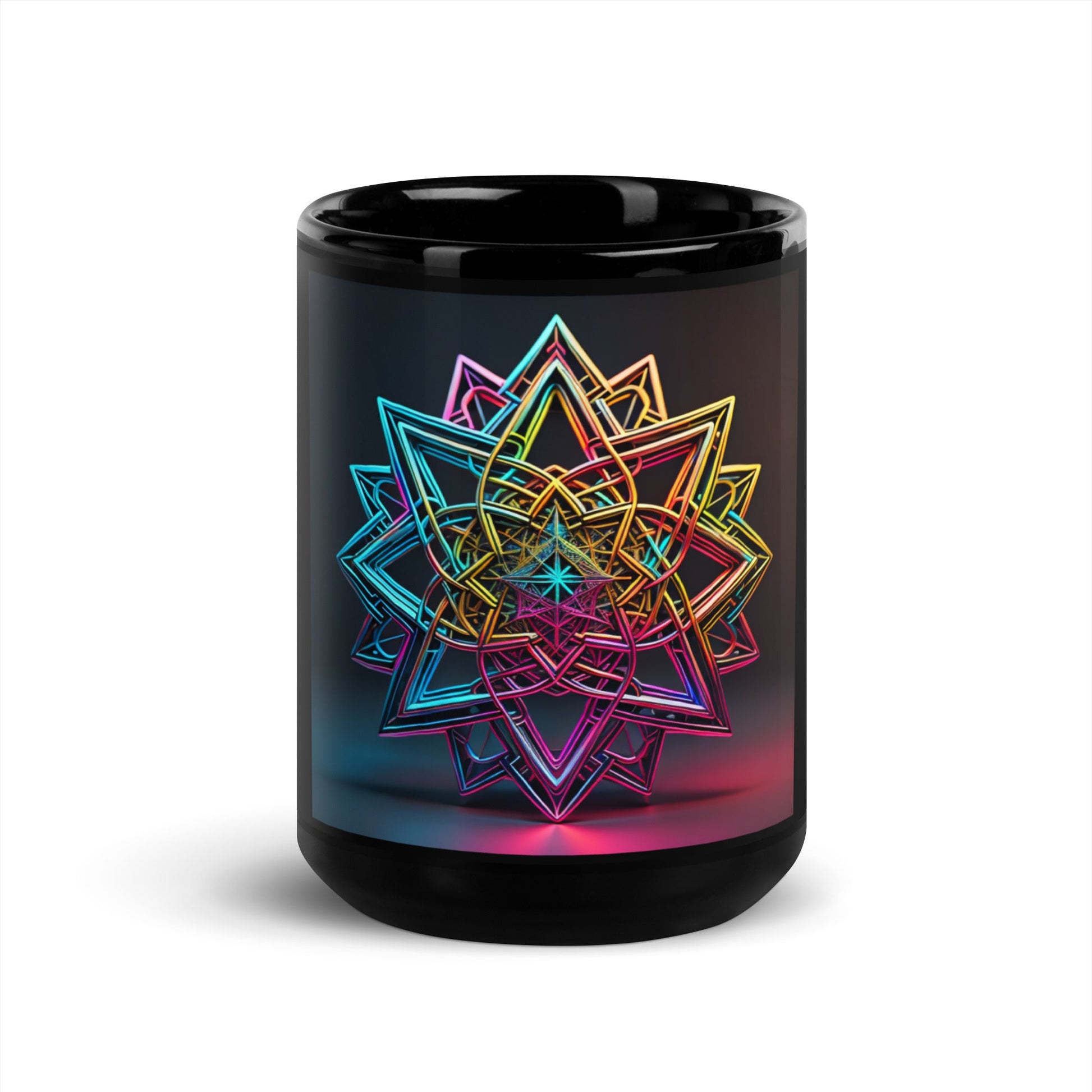 Futuristic Shine | Star of David | Black Glossy Mug