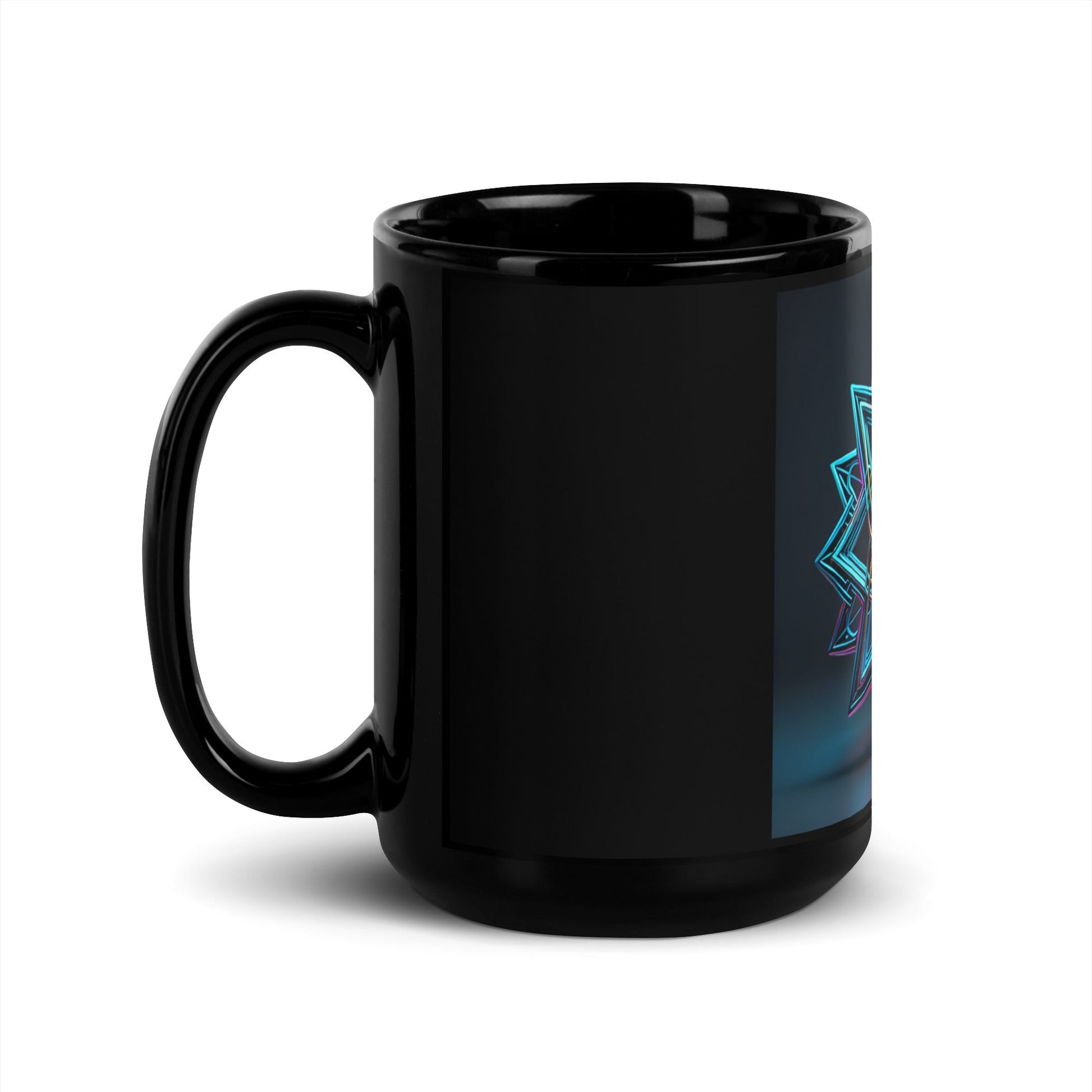 Futuristic Shine | Star of David | Black Glossy Mug