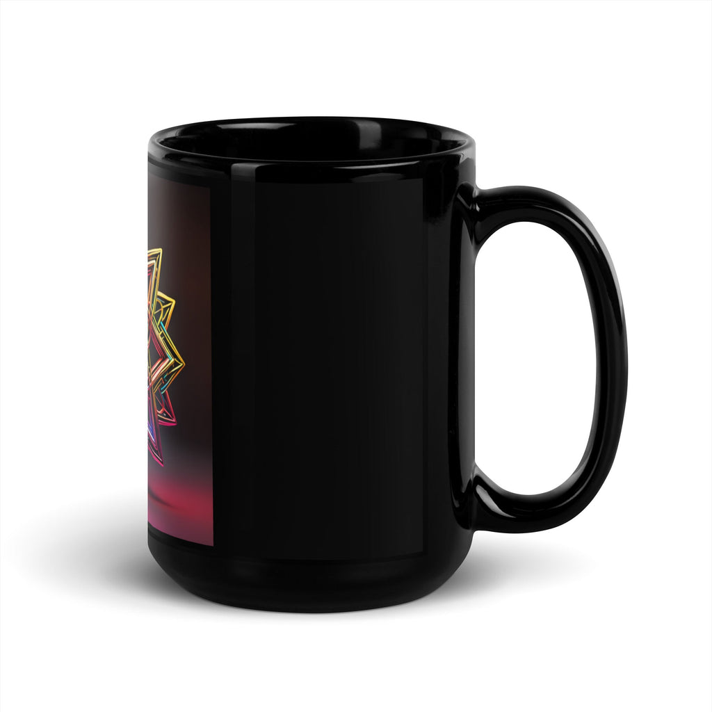 Futuristic Shine | Star of David | Black Glossy Mug