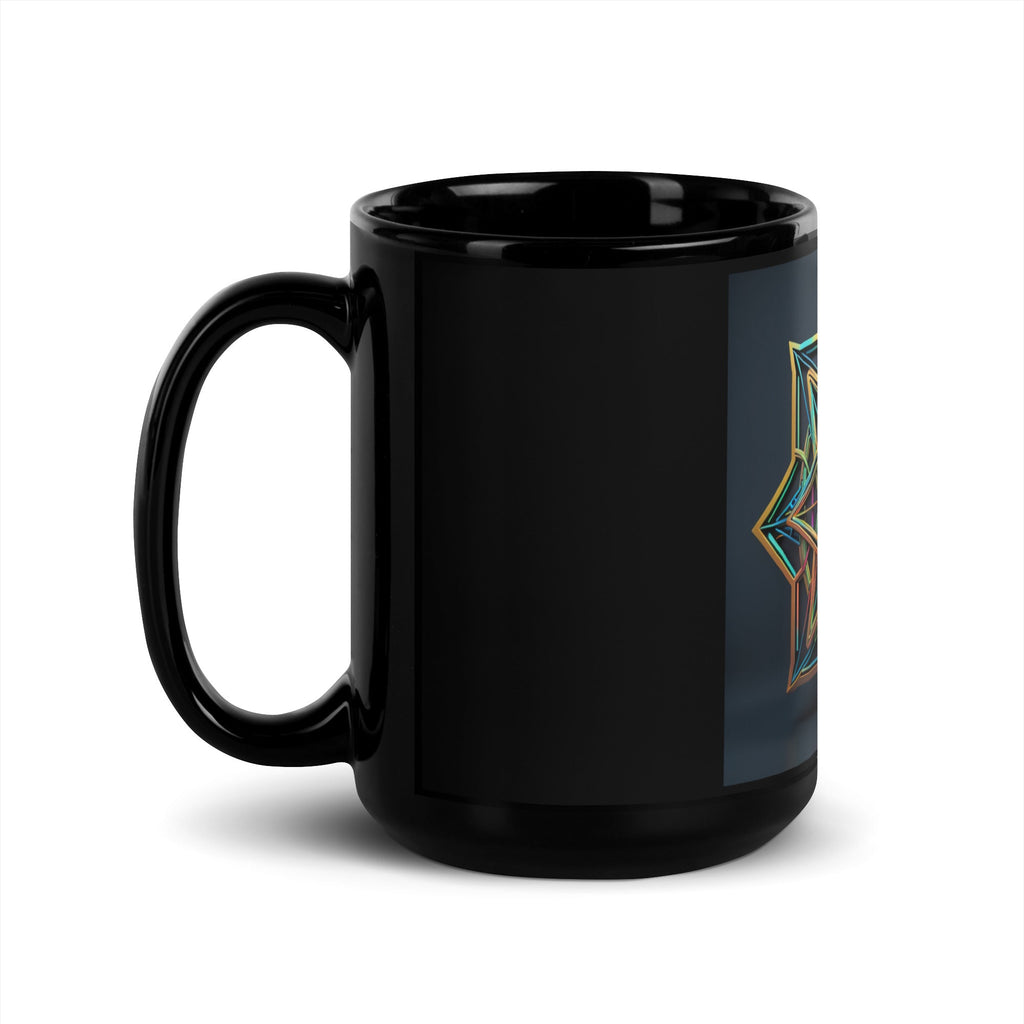 Futuristic Shine | Star of David | Black Glossy Mug