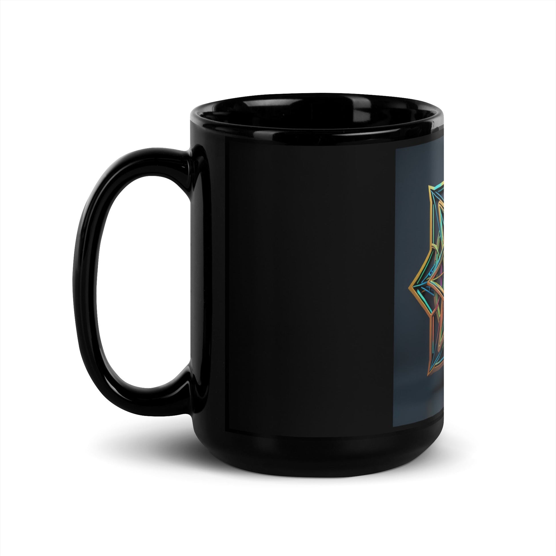 Futuristic Shine | Star of David | Black Glossy Mug