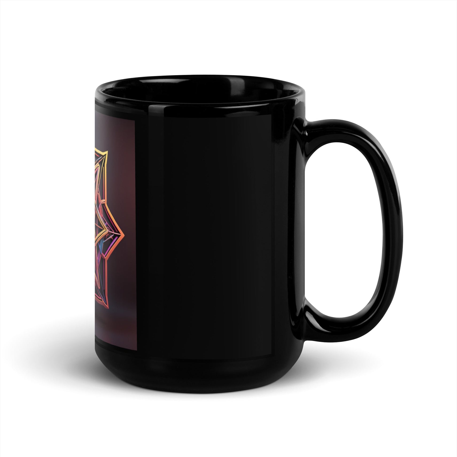 Futuristic Shine | Star of David | Black Glossy Mug