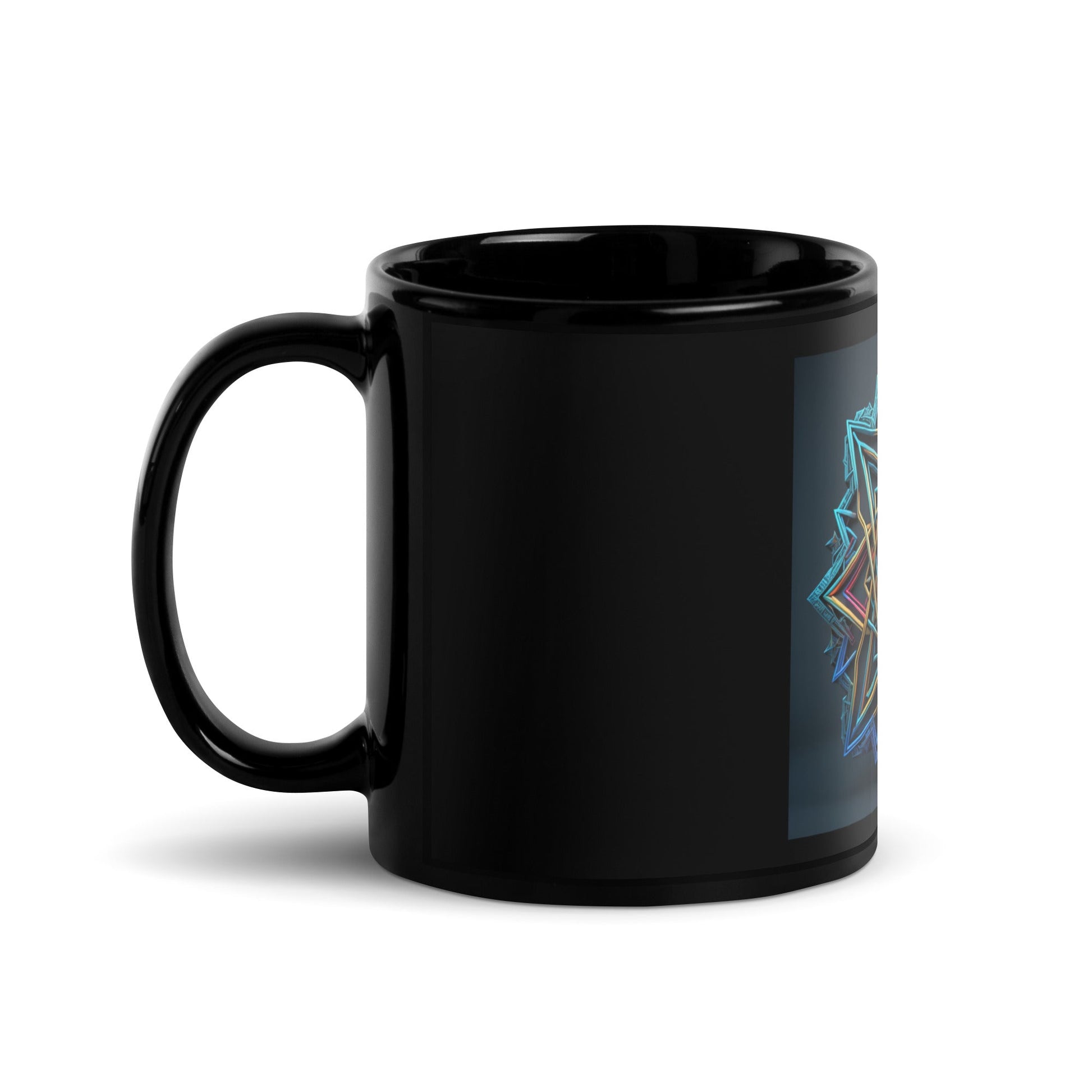 Futuristic Shine | Star of David | Black Glossy Mug