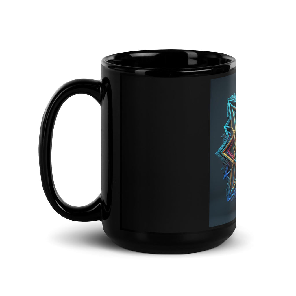 Futuristic Shine | Star of David | Black Glossy Mug