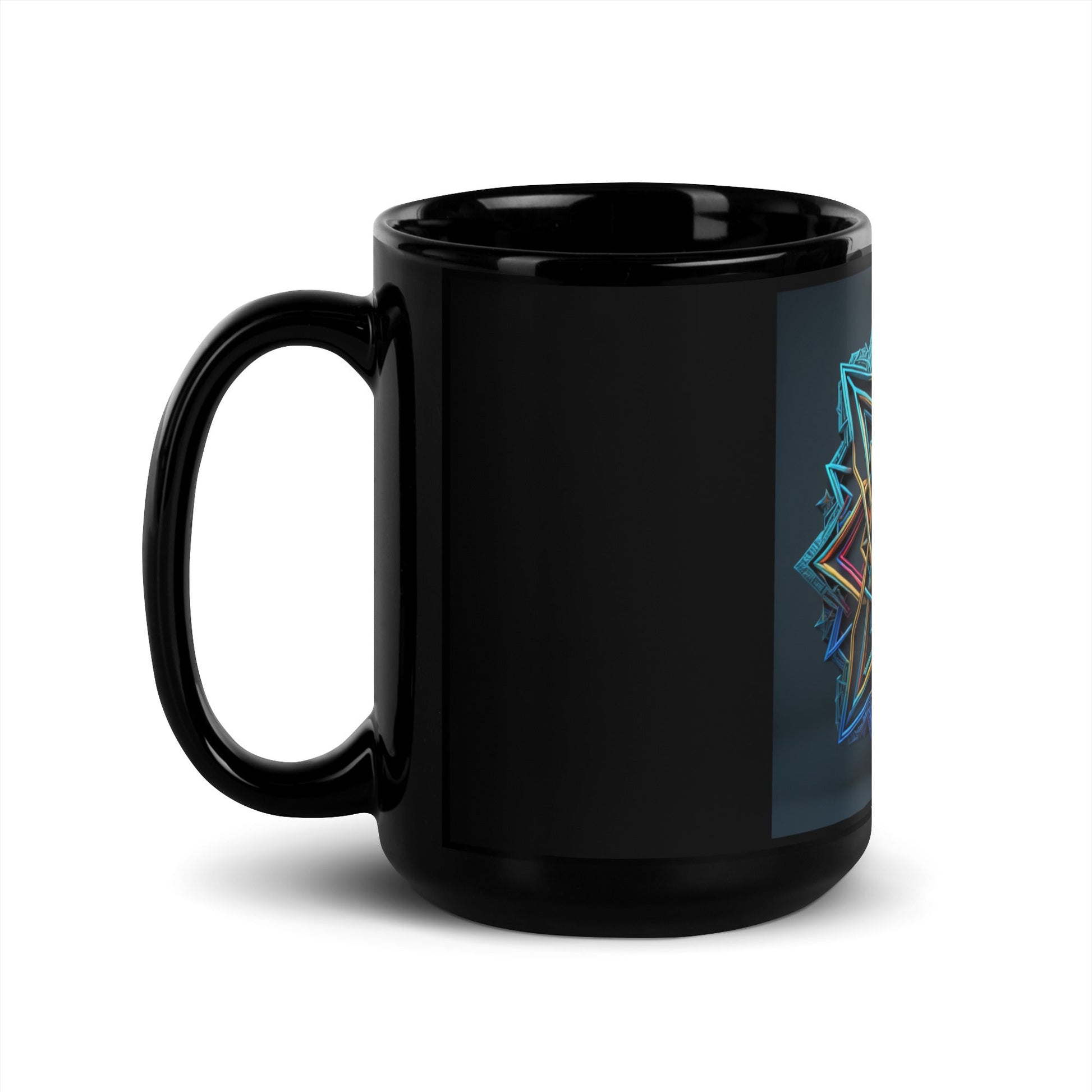 Futuristic Shine | Star of David | Black Glossy Mug