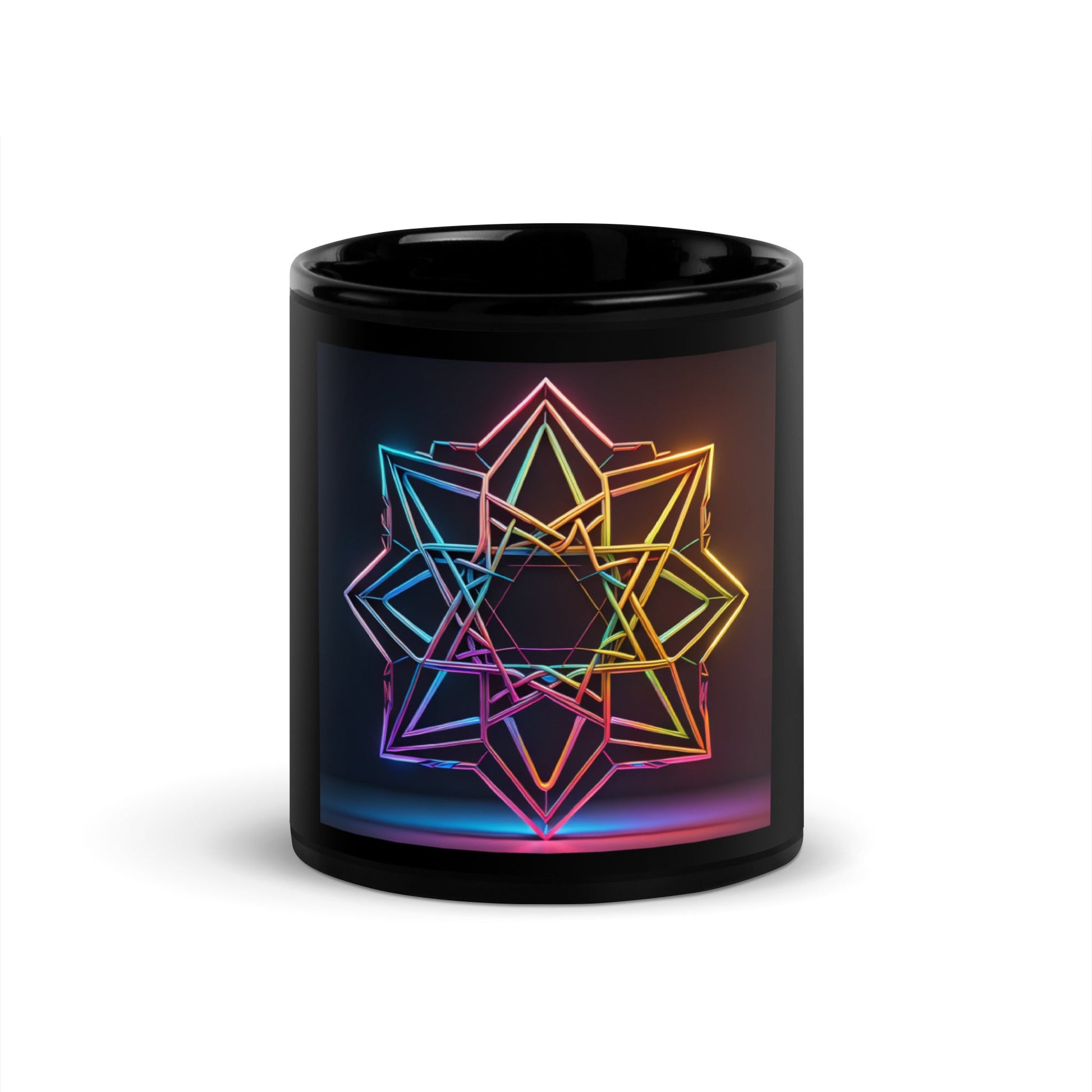 Futuristic Shine | Star of David | Black Glossy Mug