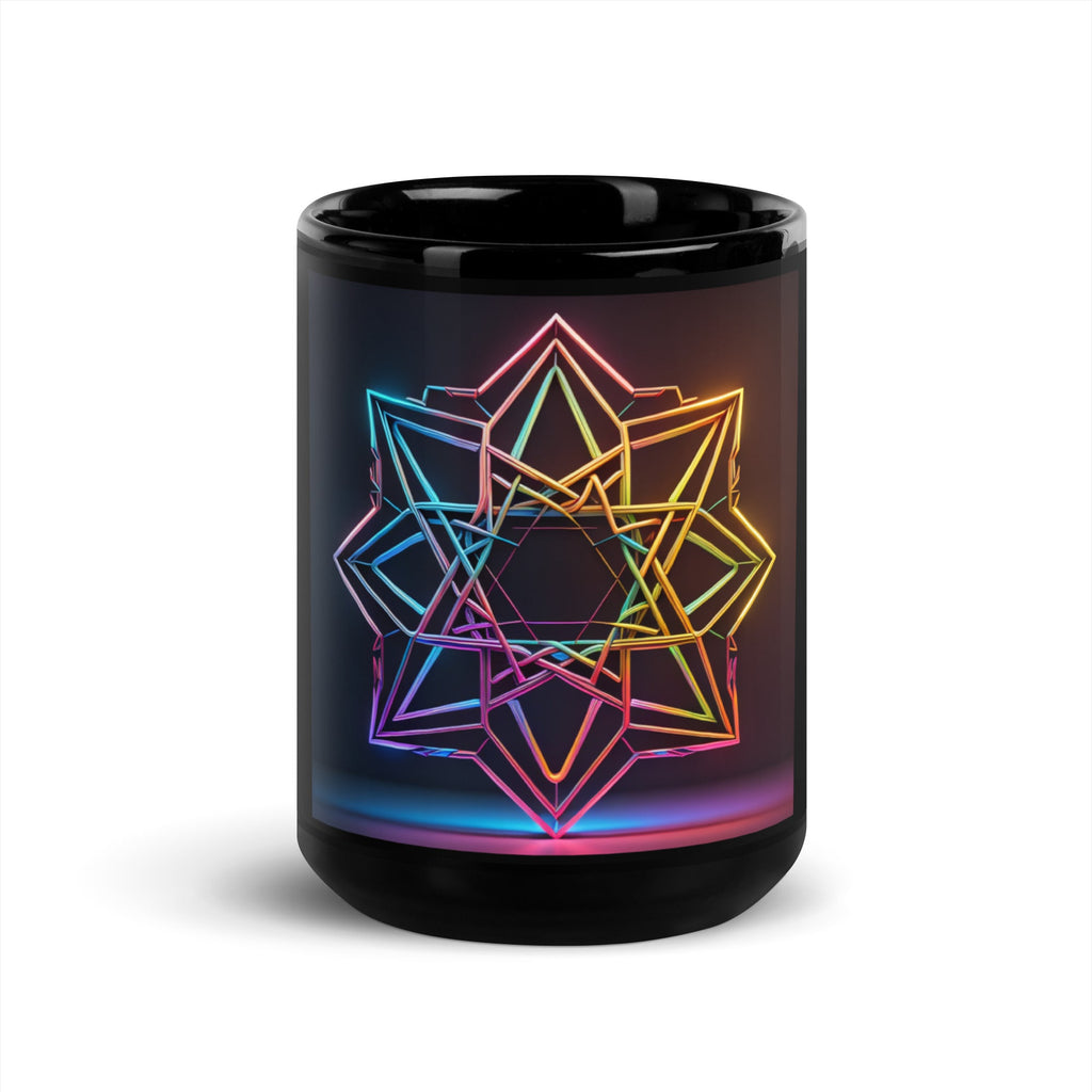 Futuristic Shine | Star of David | Black Glossy Mug