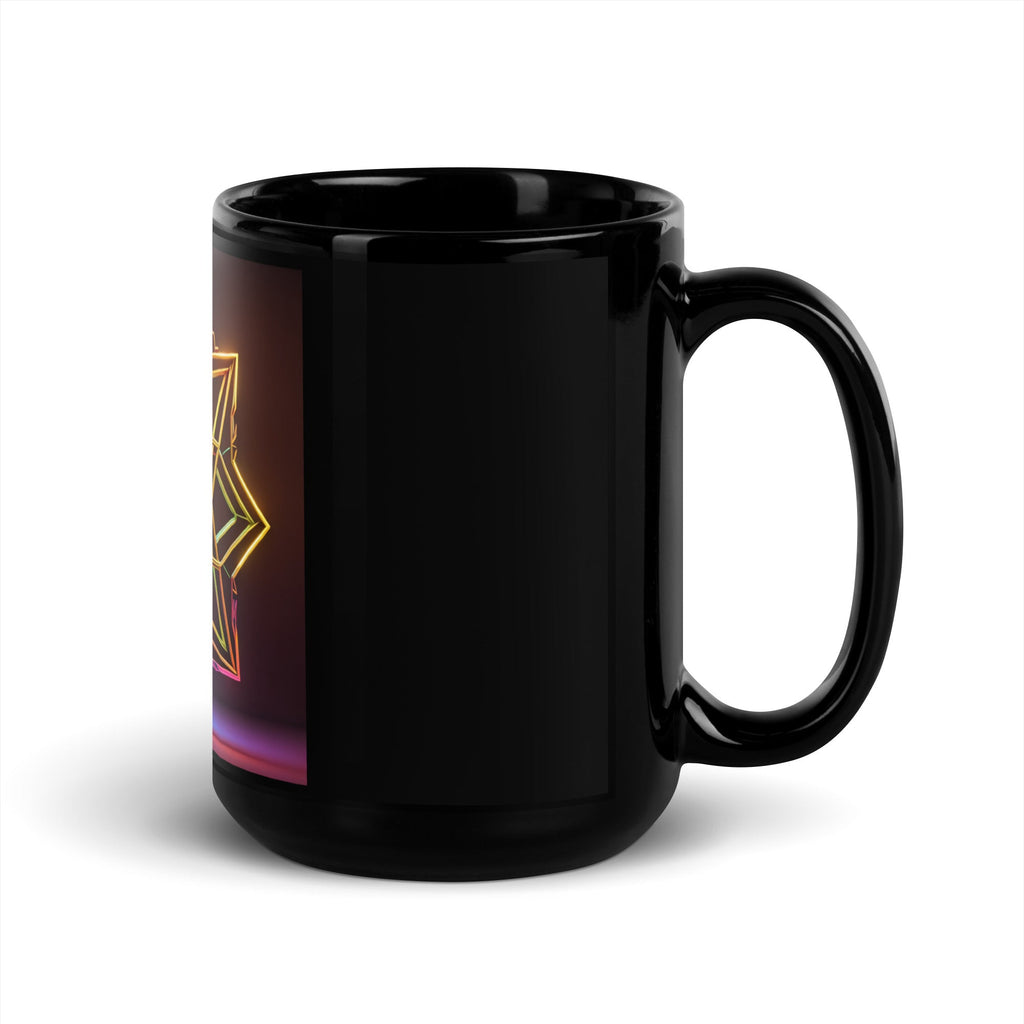 Futuristic Shine | Star of David | Black Glossy Mug