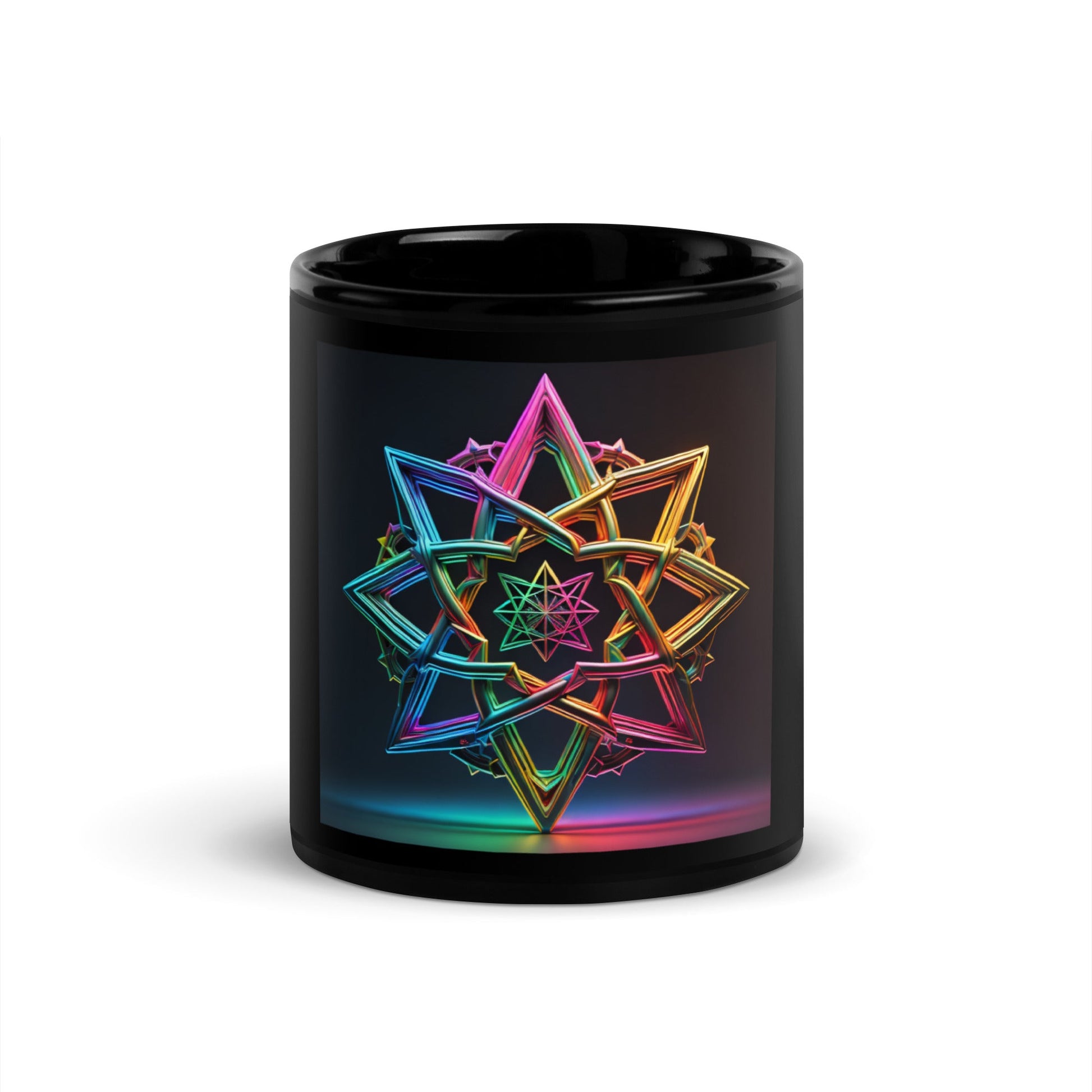 Futuristic Shine | Star of David | Black Glossy Mug
