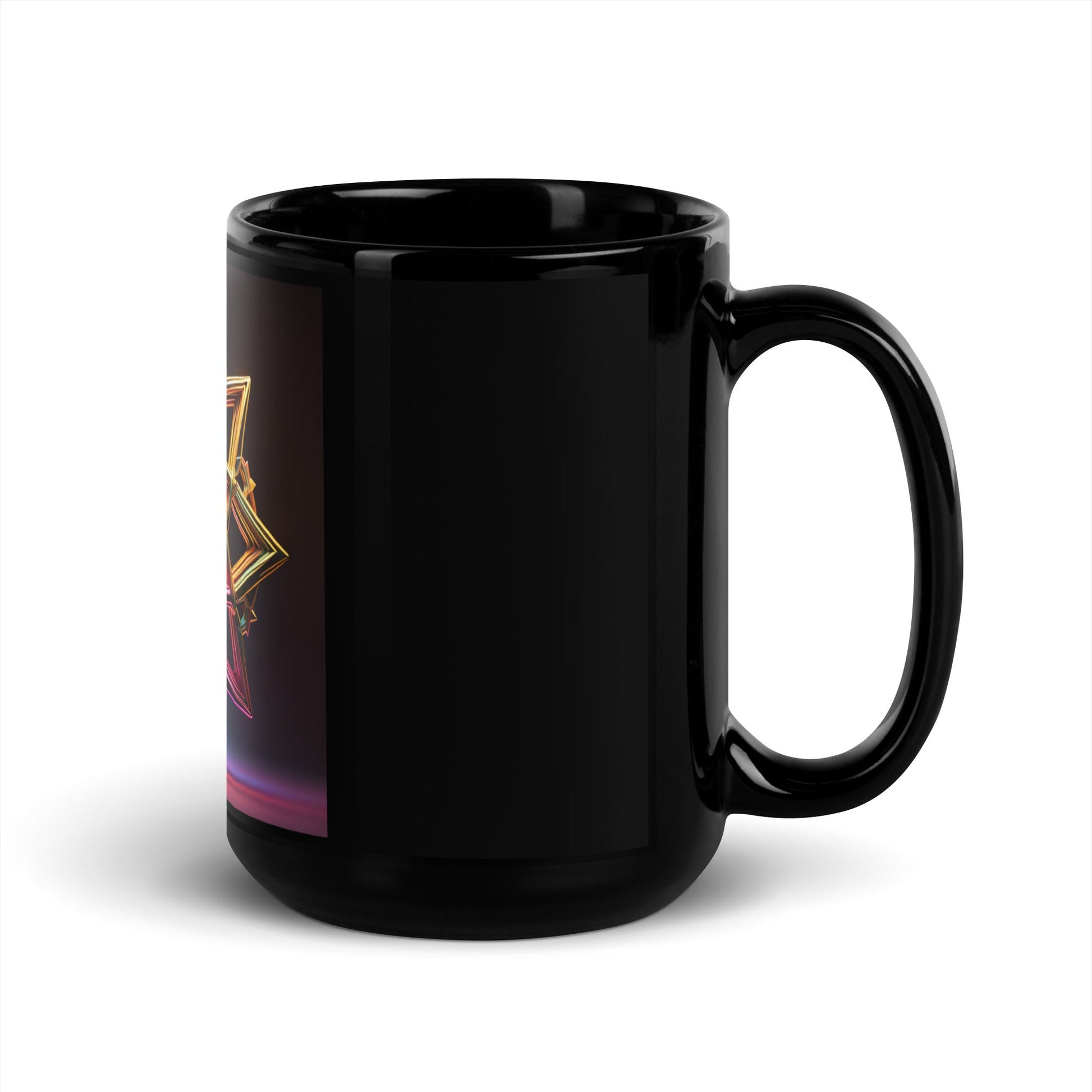 Futuristic Shine | Star of David | Black Glossy Mug