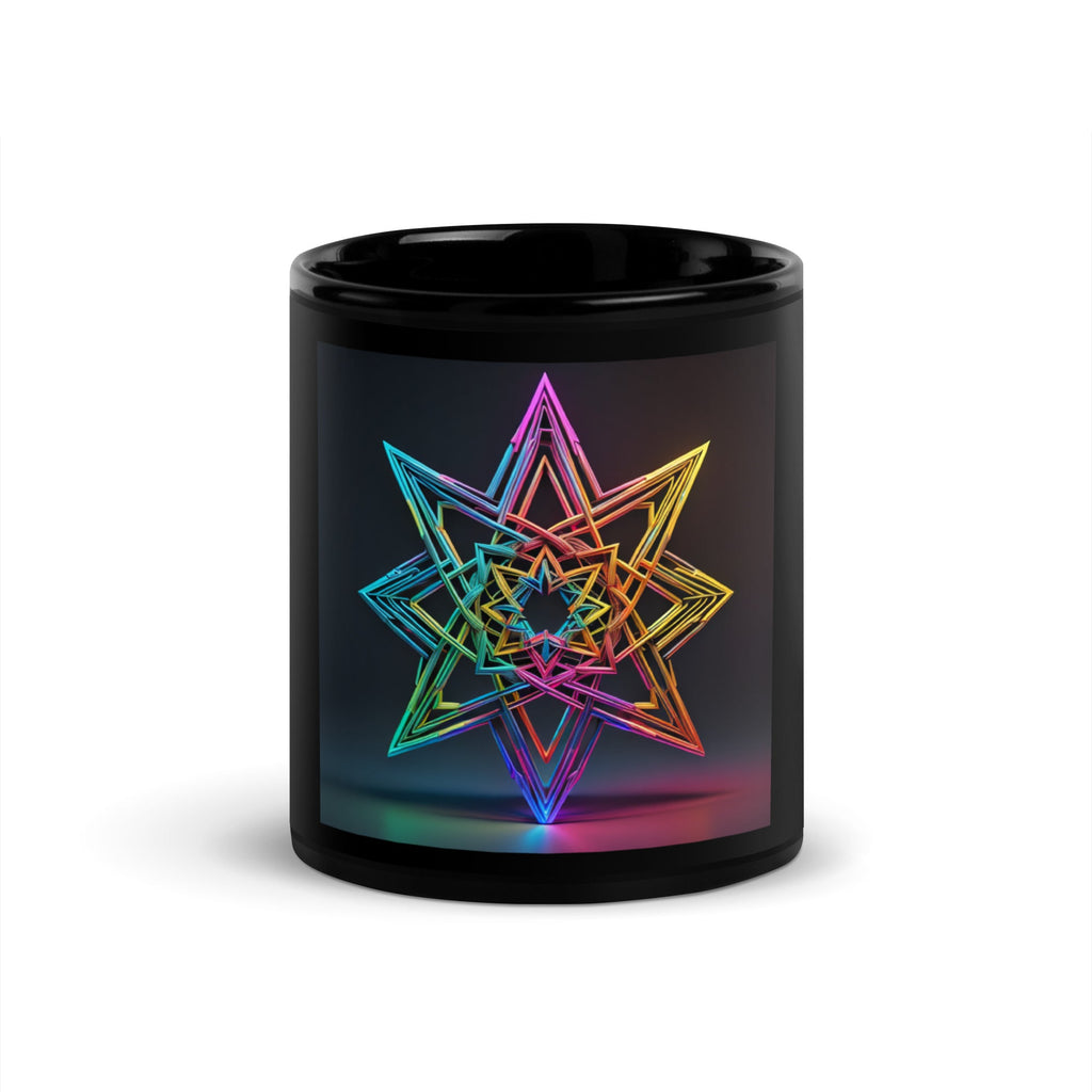 Futuristic Shine | Star of David | Black Glossy Mug