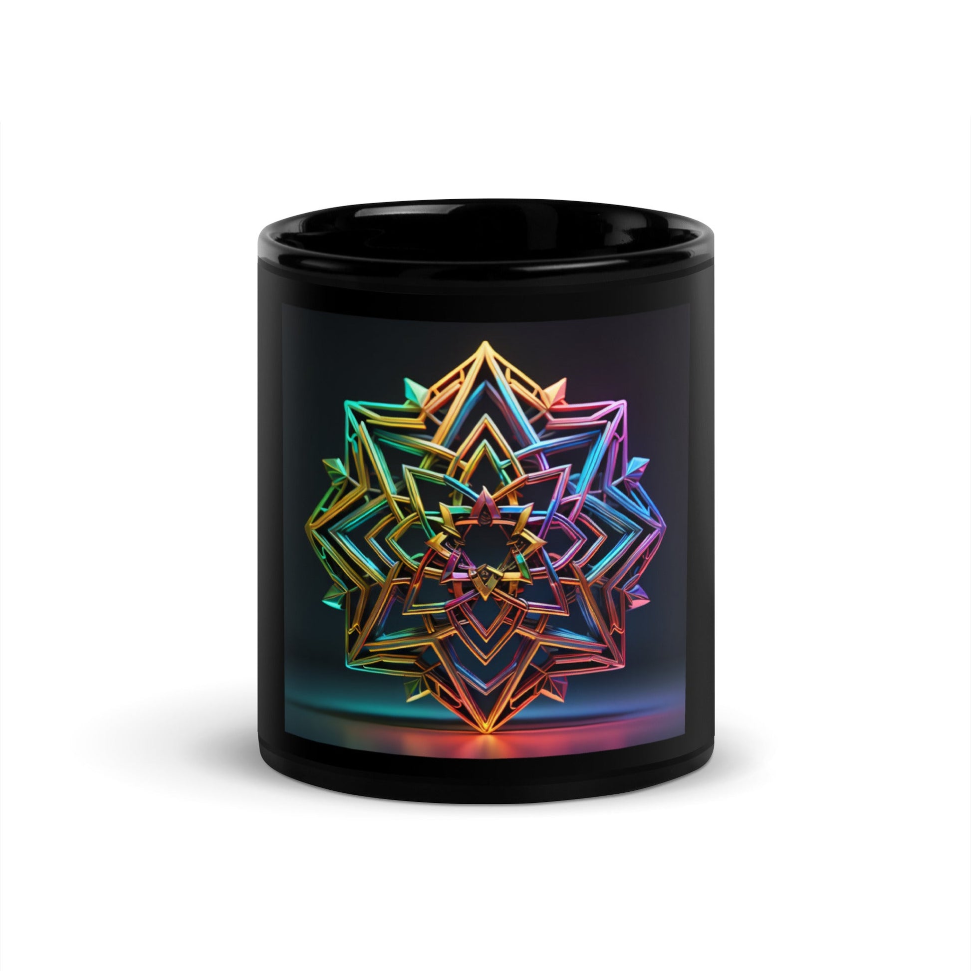 Futuristic Shine | Star of David | Black Glossy Mug