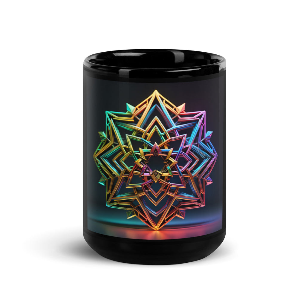 Futuristic Shine | Star of David | Black Glossy Mug