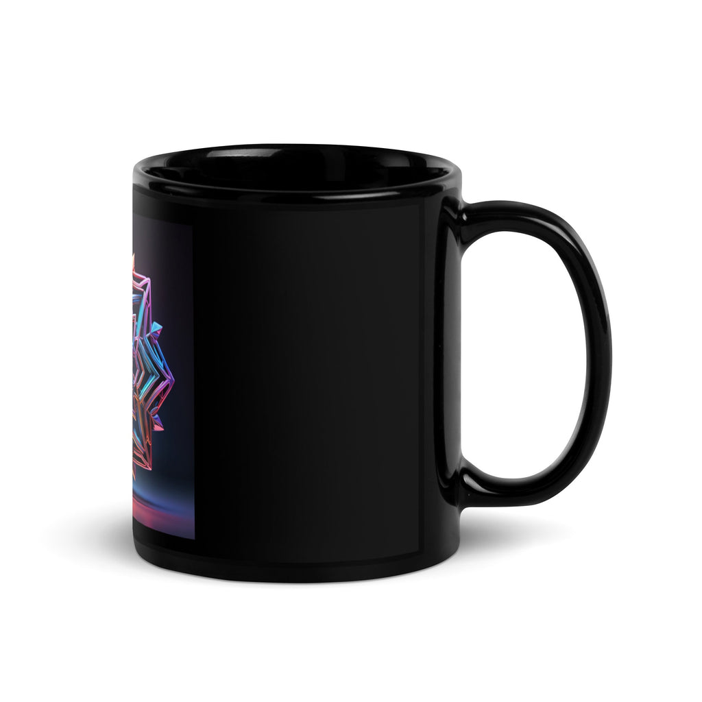 Futuristic Shine | Star of David | Black Glossy Mug