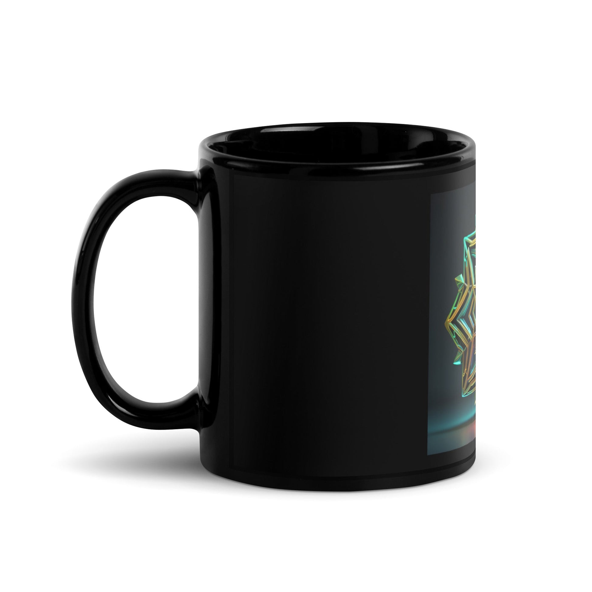 Futuristic Shine | Star of David | Black Glossy Mug