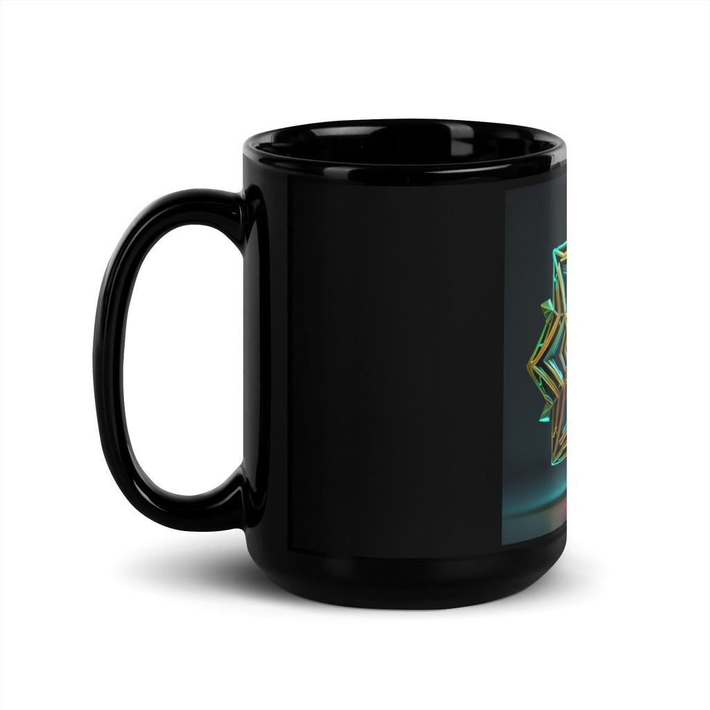 Futuristic Shine | Star of David | Black Glossy Mug