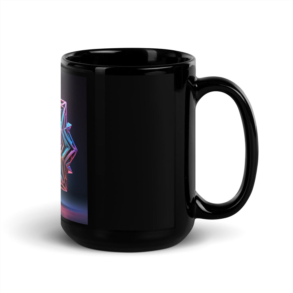 Futuristic Shine | Star of David | Black Glossy Mug