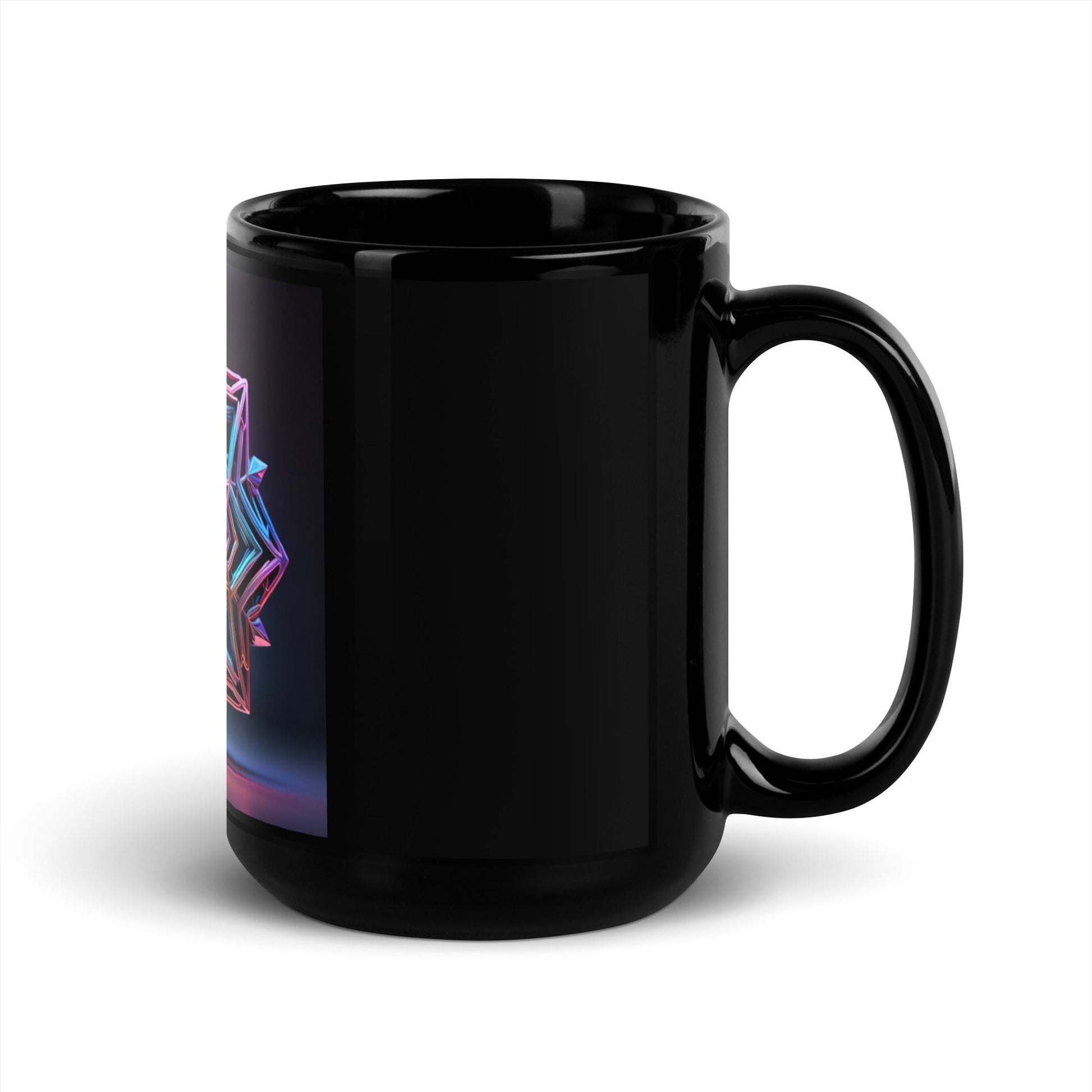 Futuristic Shine | Star of David | Black Glossy Mug