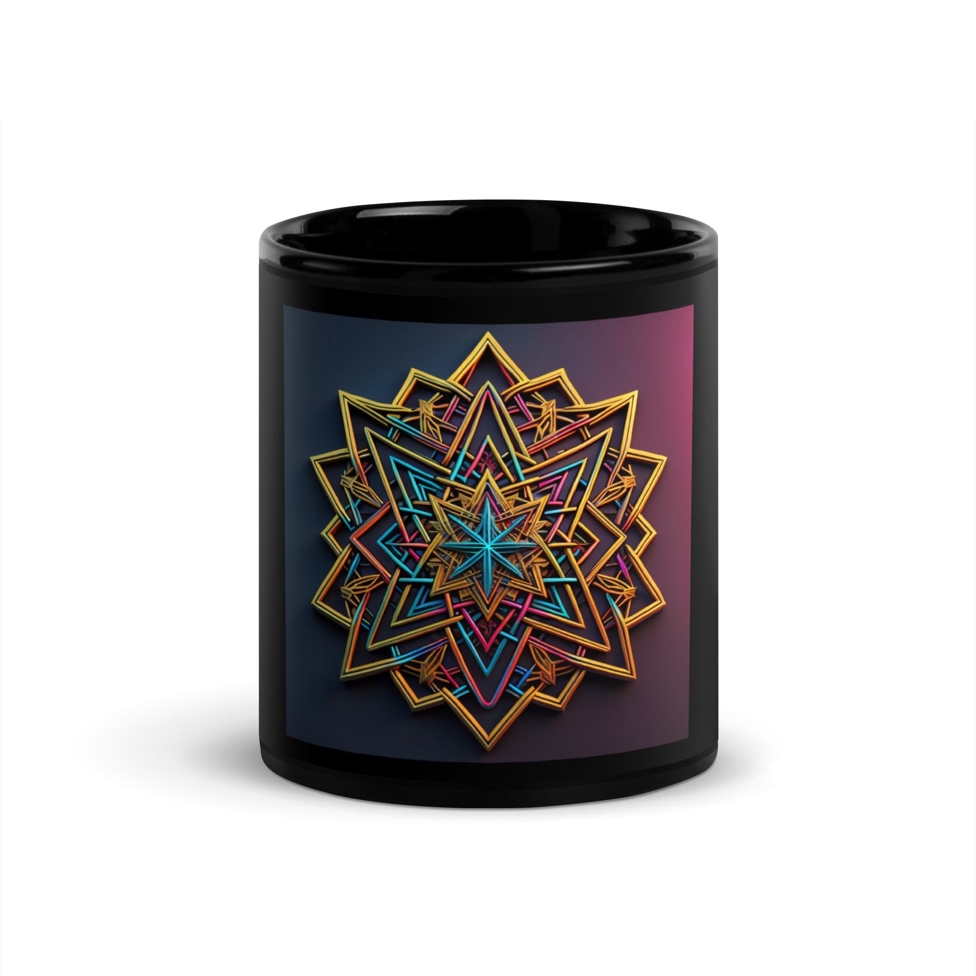 Futuristic Shine | Star of David | Black Glossy Mug