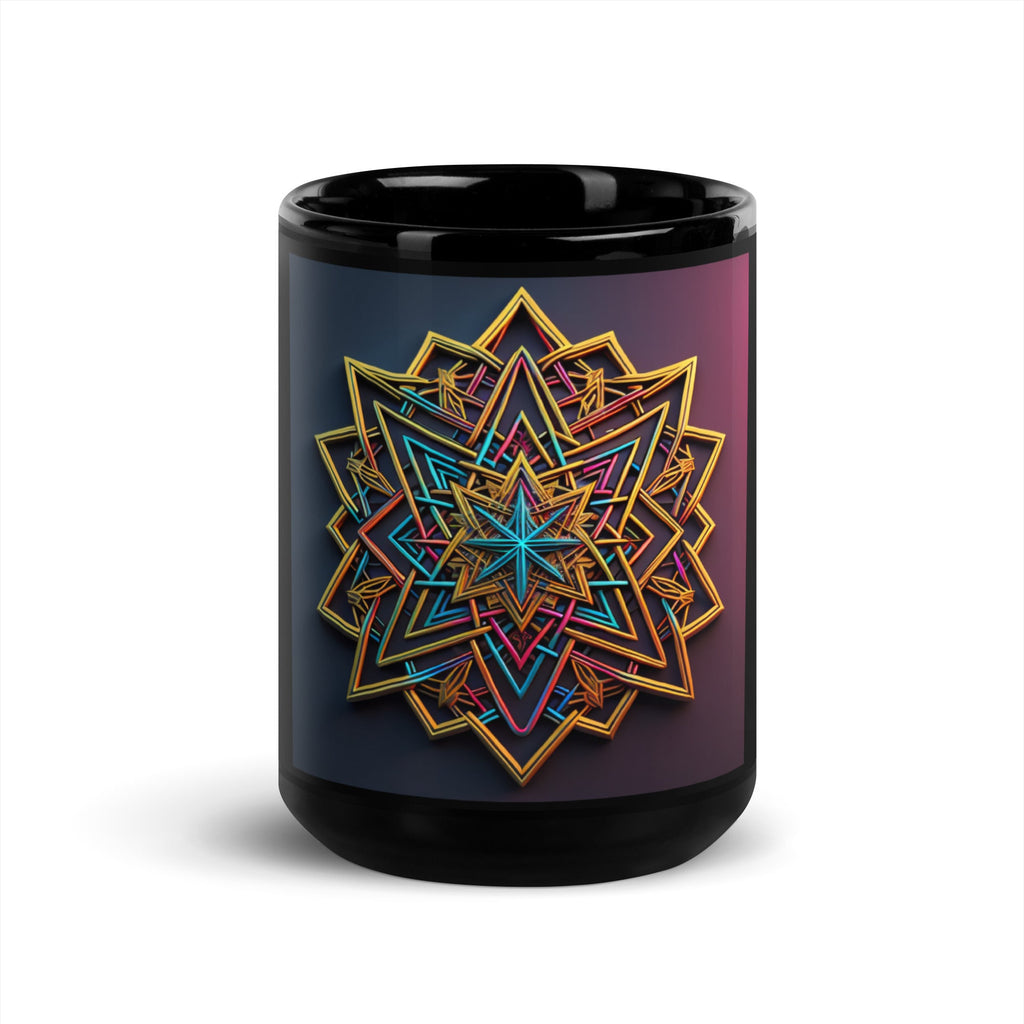 Futuristic Shine | Star of David | Black Glossy Mug