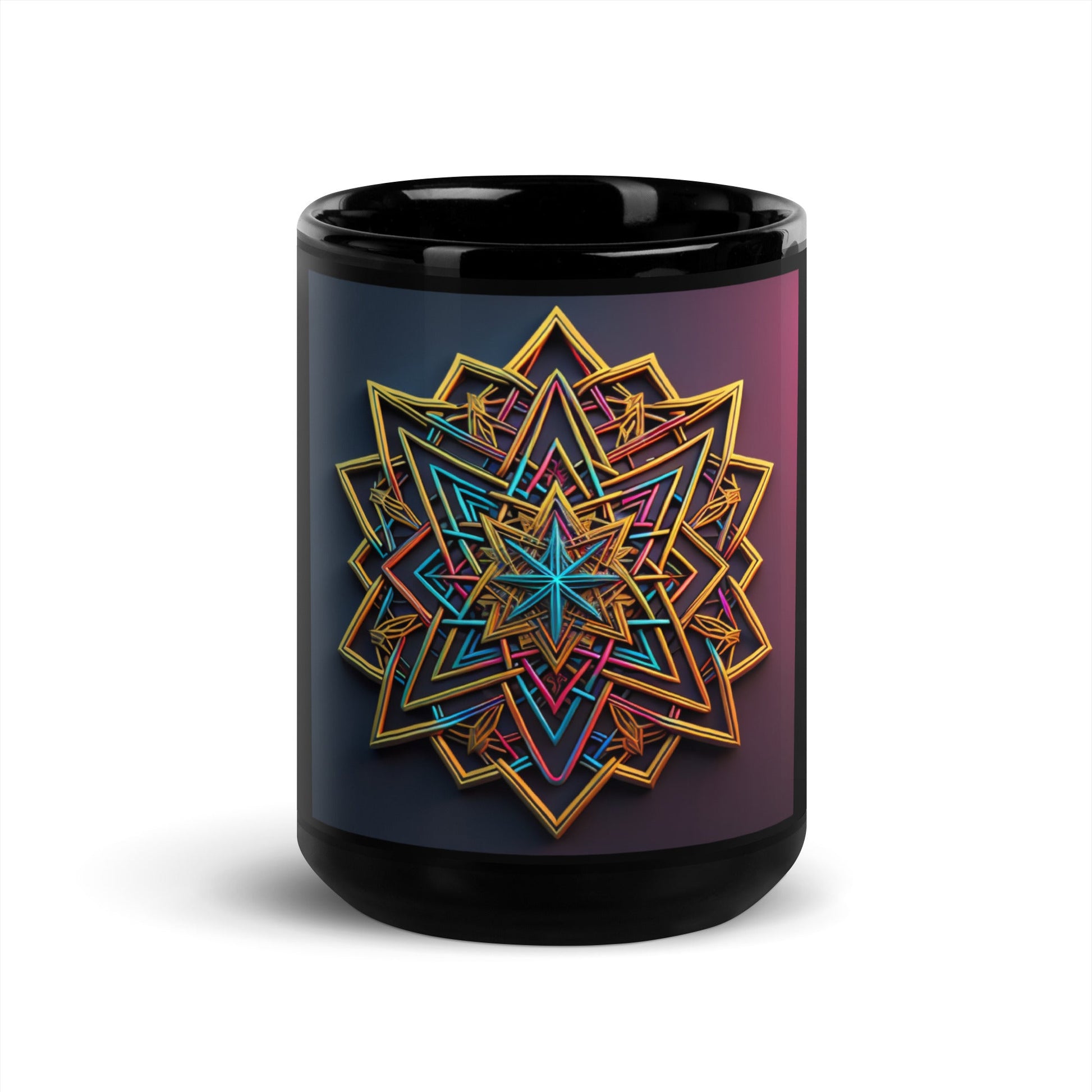 Futuristic Shine | Star of David | Black Glossy Mug