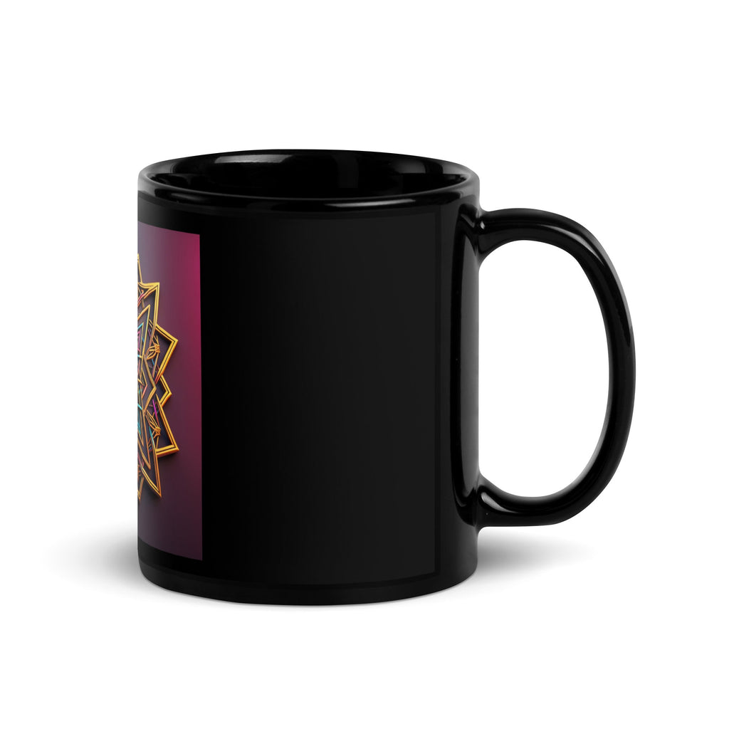 Futuristic Shine | Star of David | Black Glossy Mug