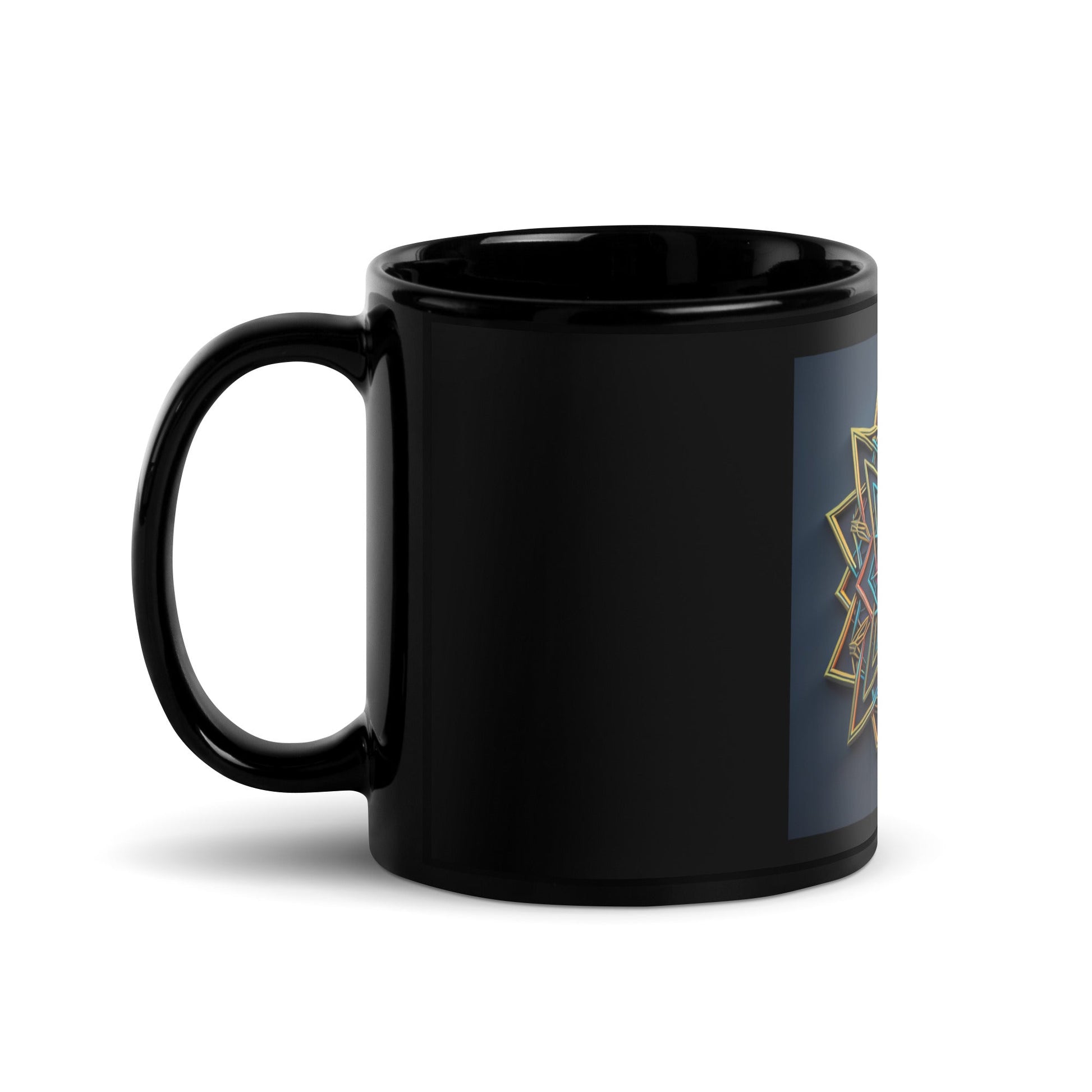 Futuristic Shine | Star of David | Black Glossy Mug