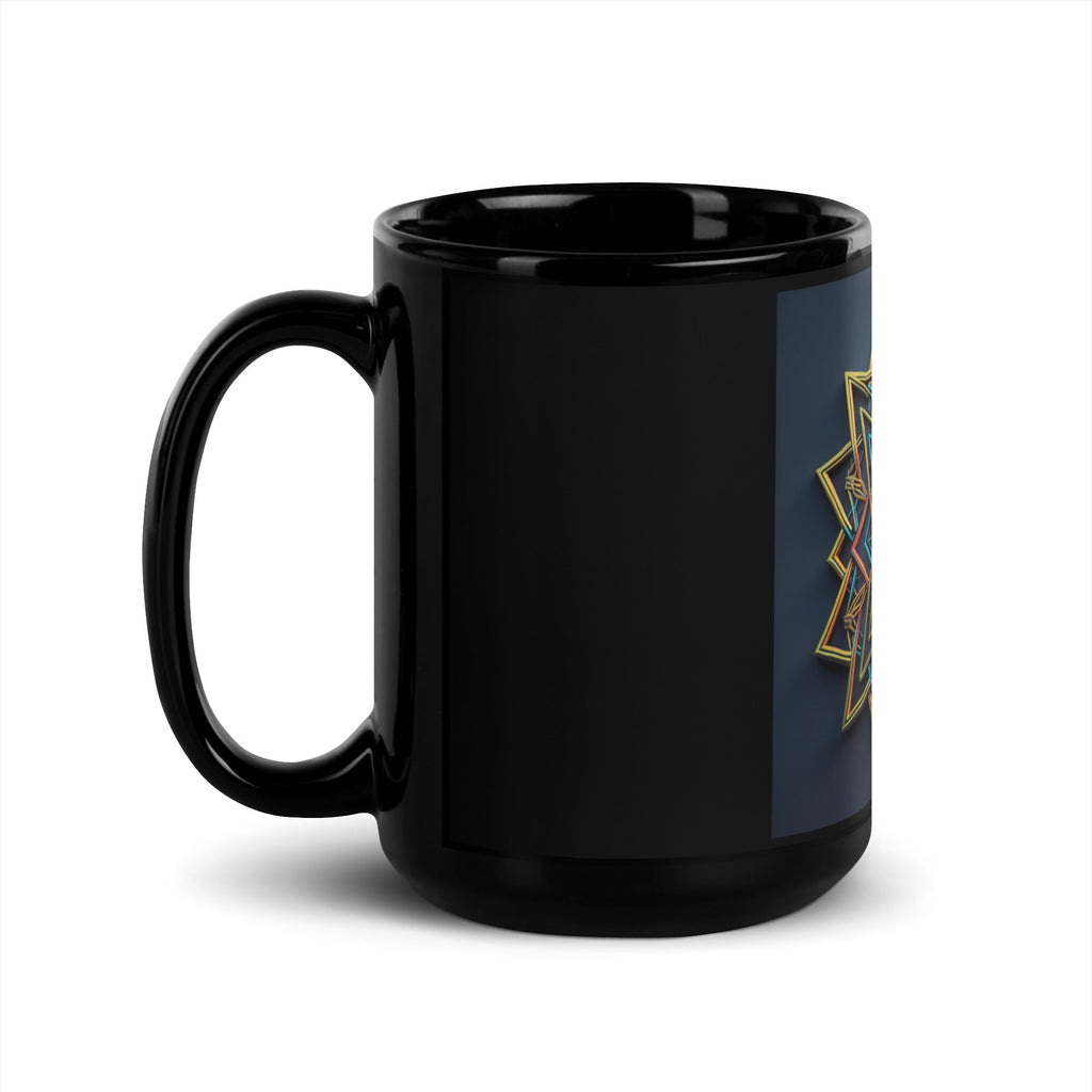Futuristic Shine | Star of David | Black Glossy Mug