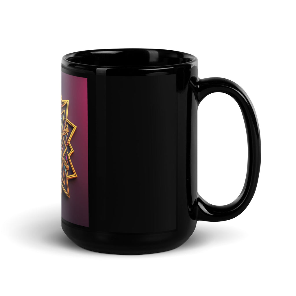 Futuristic Shine | Star of David | Black Glossy Mug