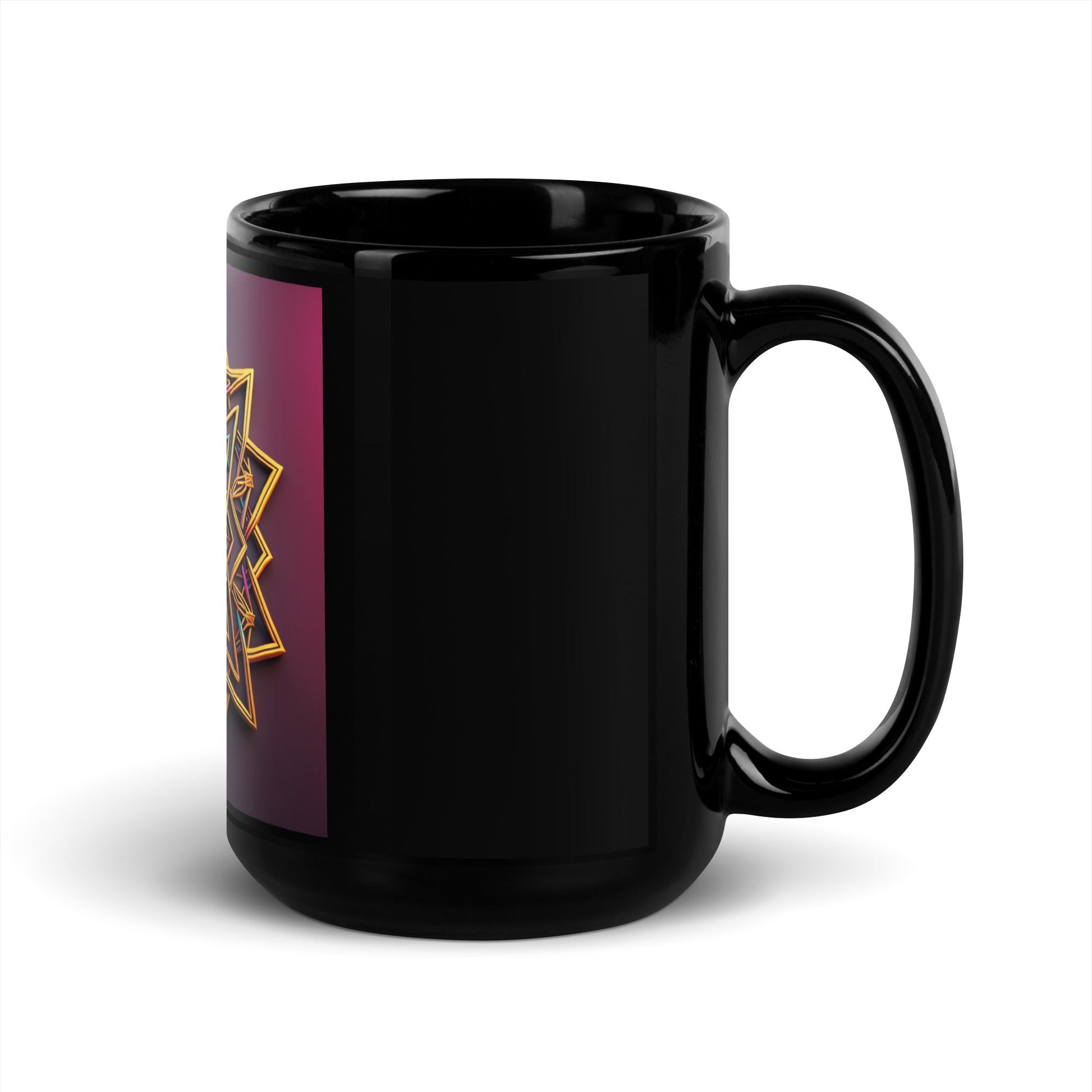 Futuristic Shine | Star of David | Black Glossy Mug