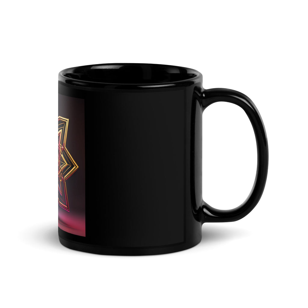 Futuristic Shine | Star of David | Black Glossy Mug